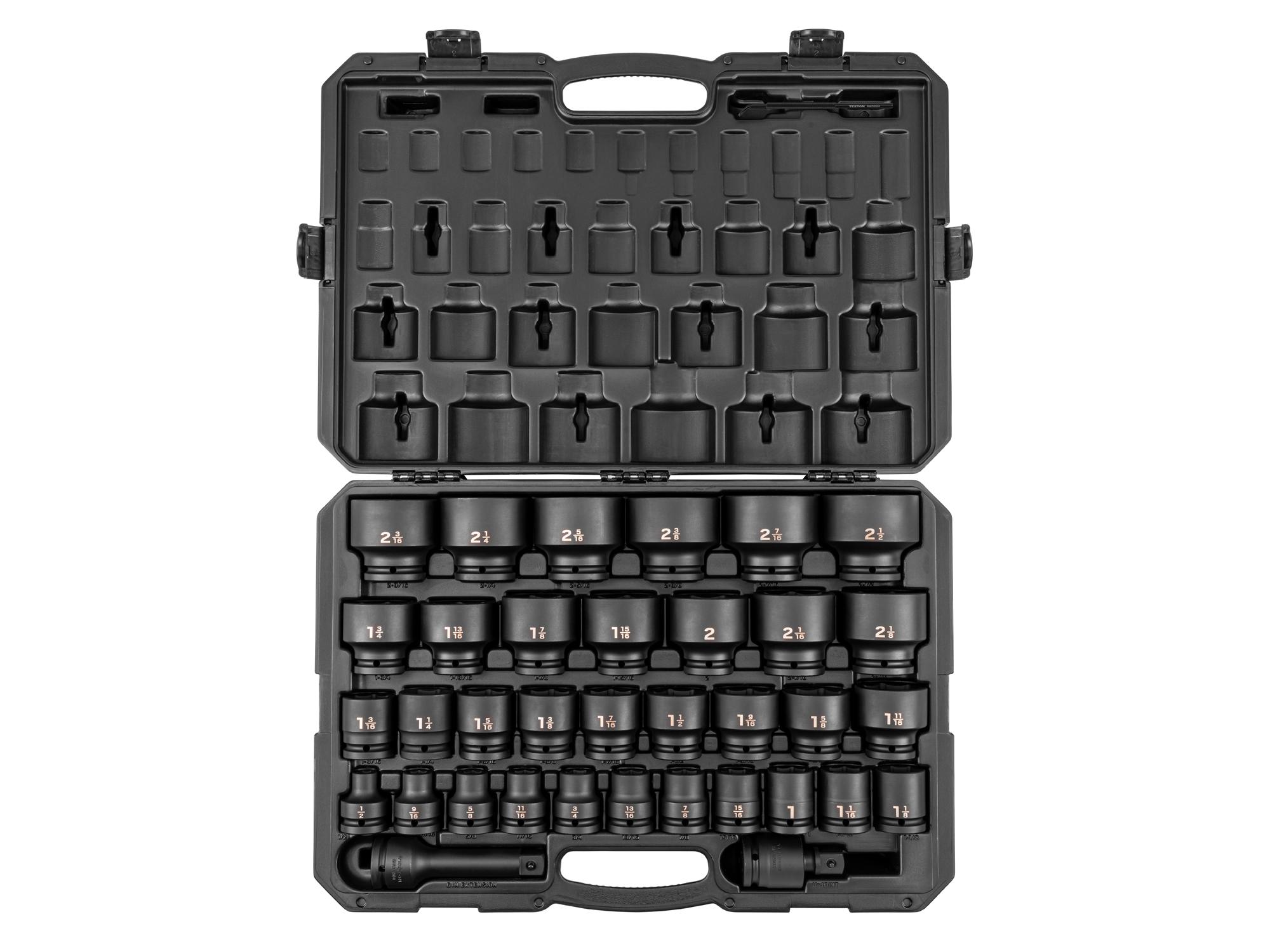 3/4 Inch Drive Shallow 6-Point Impact Socket Set with Case (36-Piece)