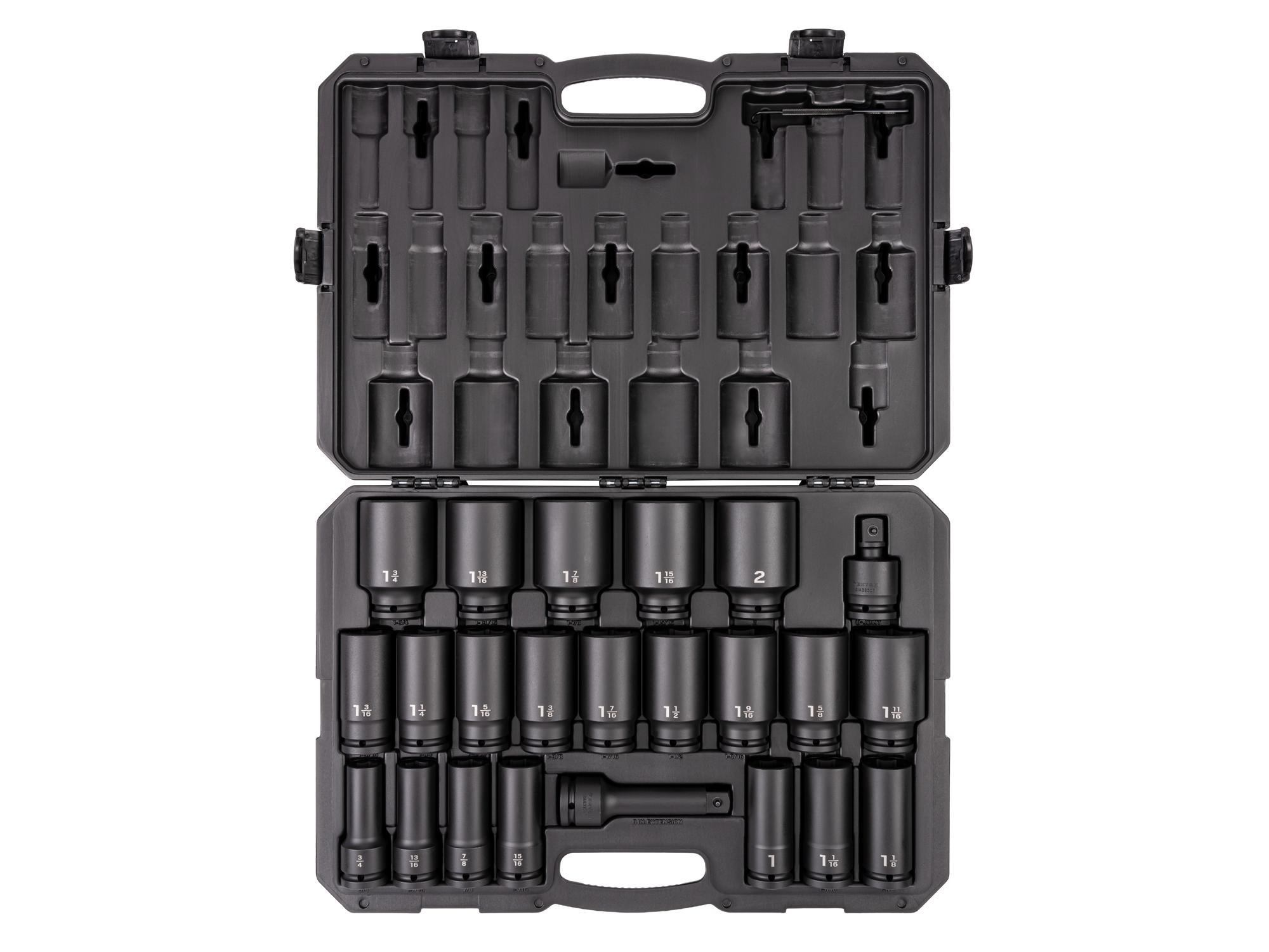 3/4 Inch Drive Deep 6-Point Impact Socket Set with Case (24-Piece)