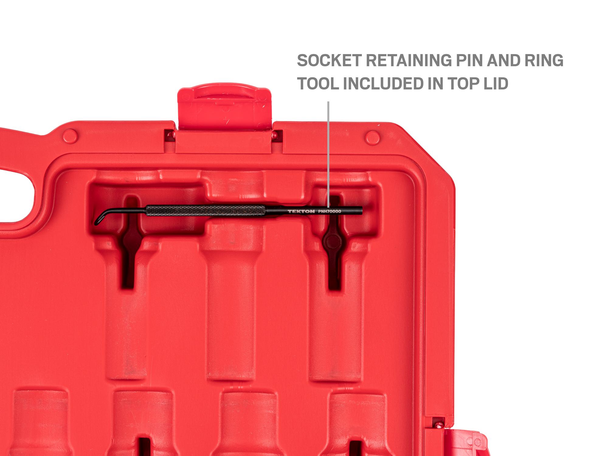 Closeup view of Tekton case impact drive 6-point socket set. Item #SID93421