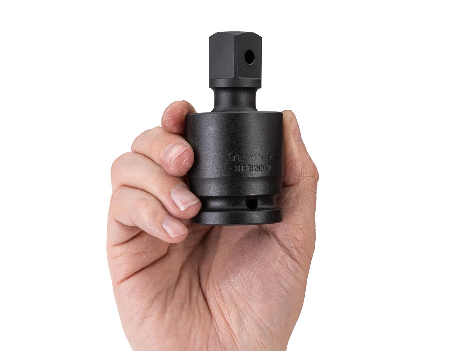 Person holding Tekton impact drive 6-point socket. Item #SIA32003