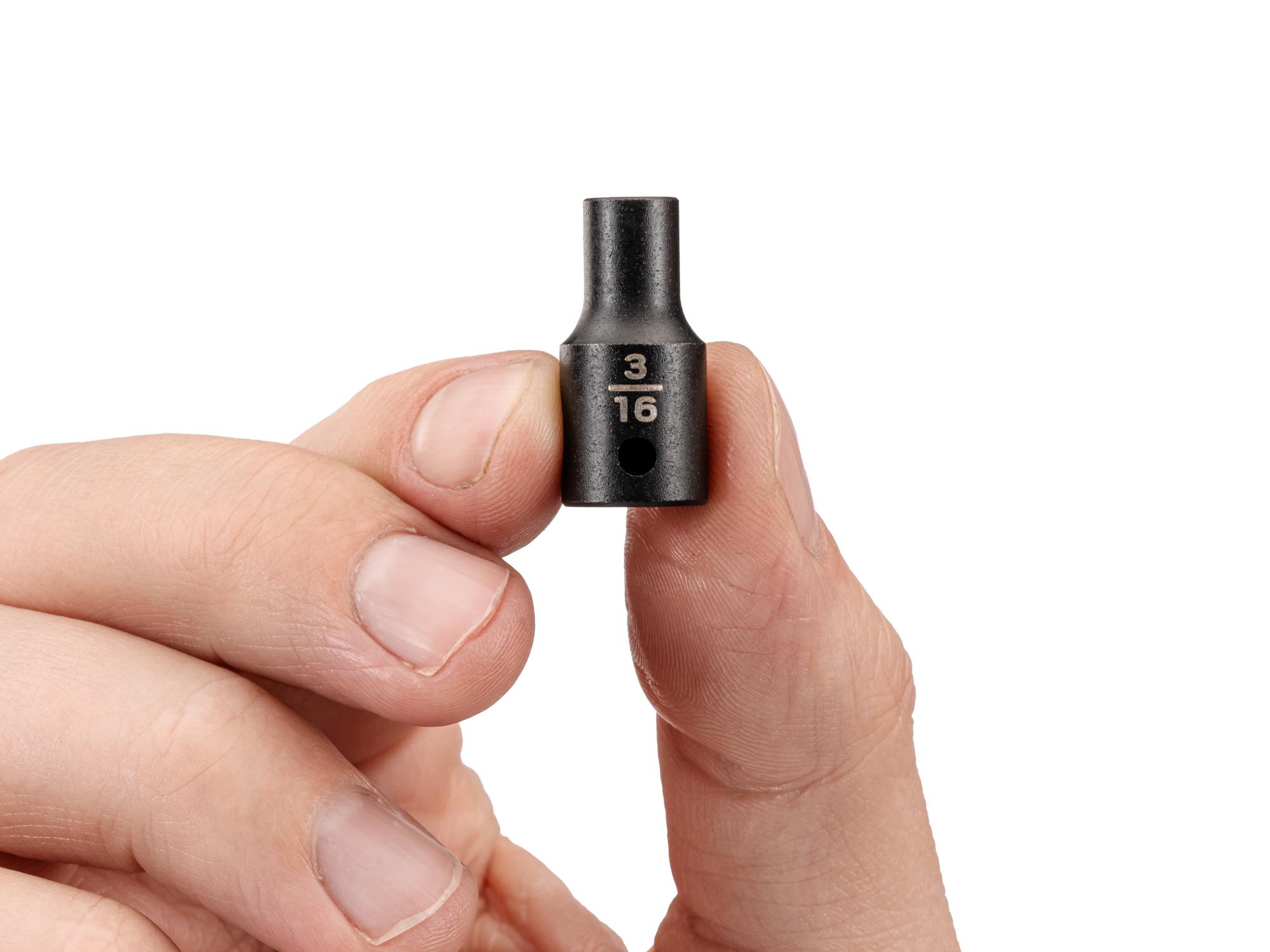 Person holding Tekton impact drive 6-point socket. Item #SID02003