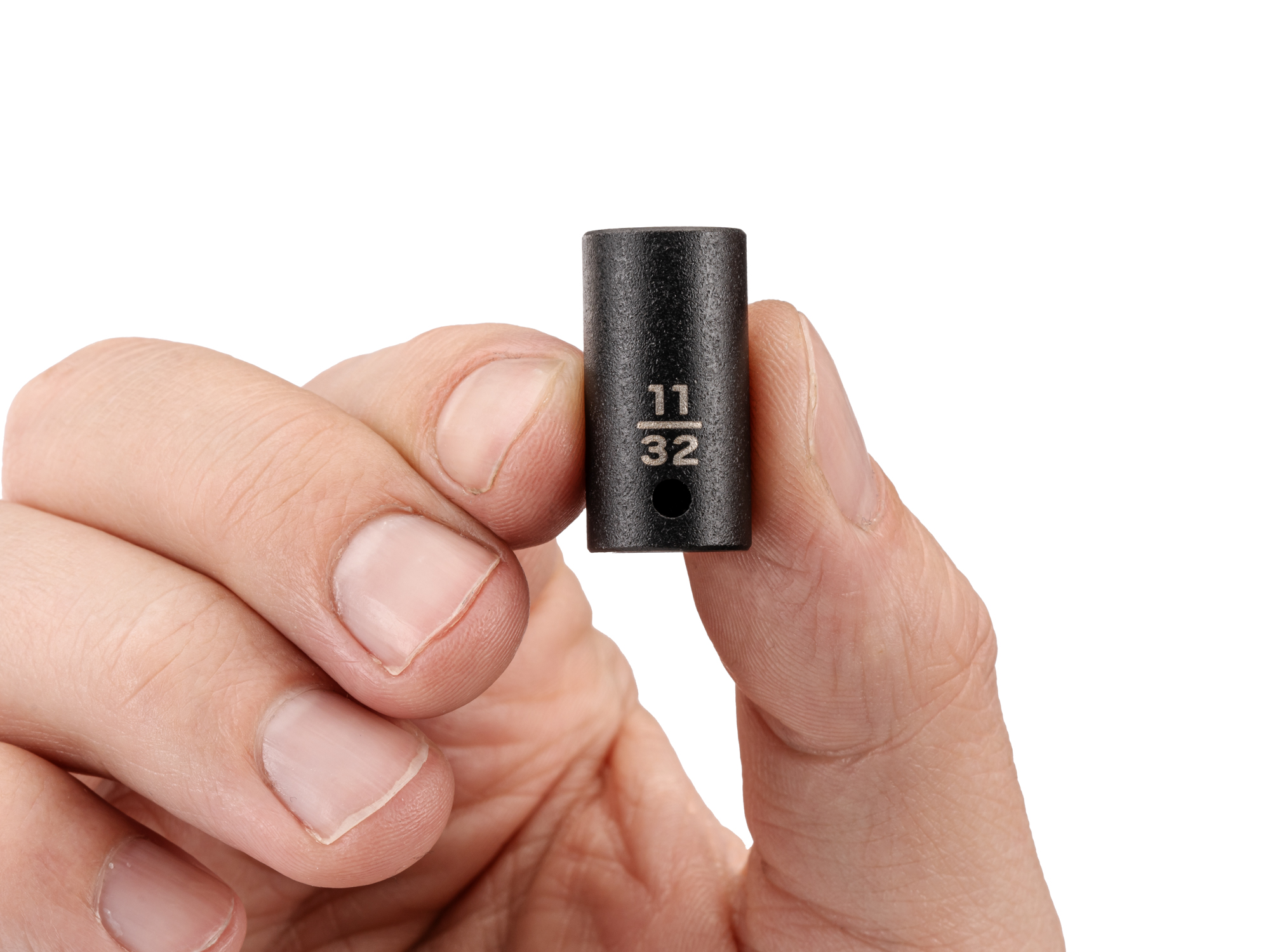 Person holding  Tekton 11/32 inchimpact drive 6-point socket