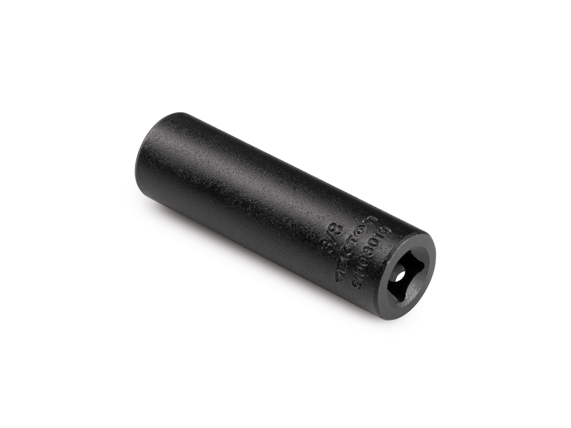 Size: 3/8 inch (SAE) deep 6-point impact socket. Has a high-visibility laser etched size marking and a permanent stamped size marking. SID03010.