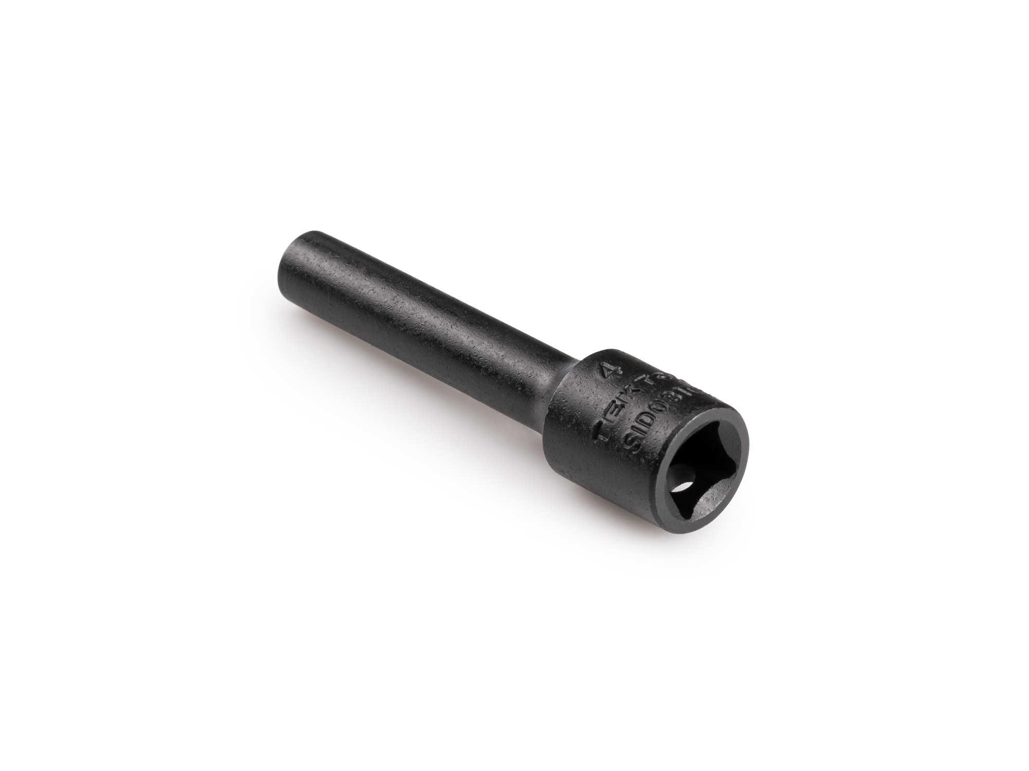 Size: 4 mm (metric) deep 6-point impact socket. Has a high-visibility laser etched size marking and a permanent stamped size marking. SID03102.