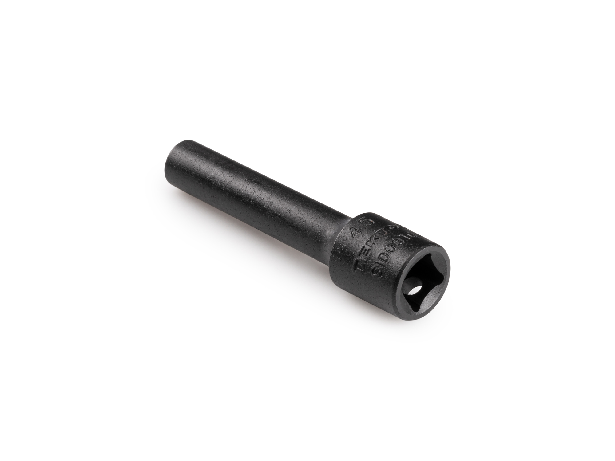 Size: 4.5 mm (metric) deep 6-point impact socket. Has a high-visibility laser etched size marking and a permanent stamped size marking. SID03103.