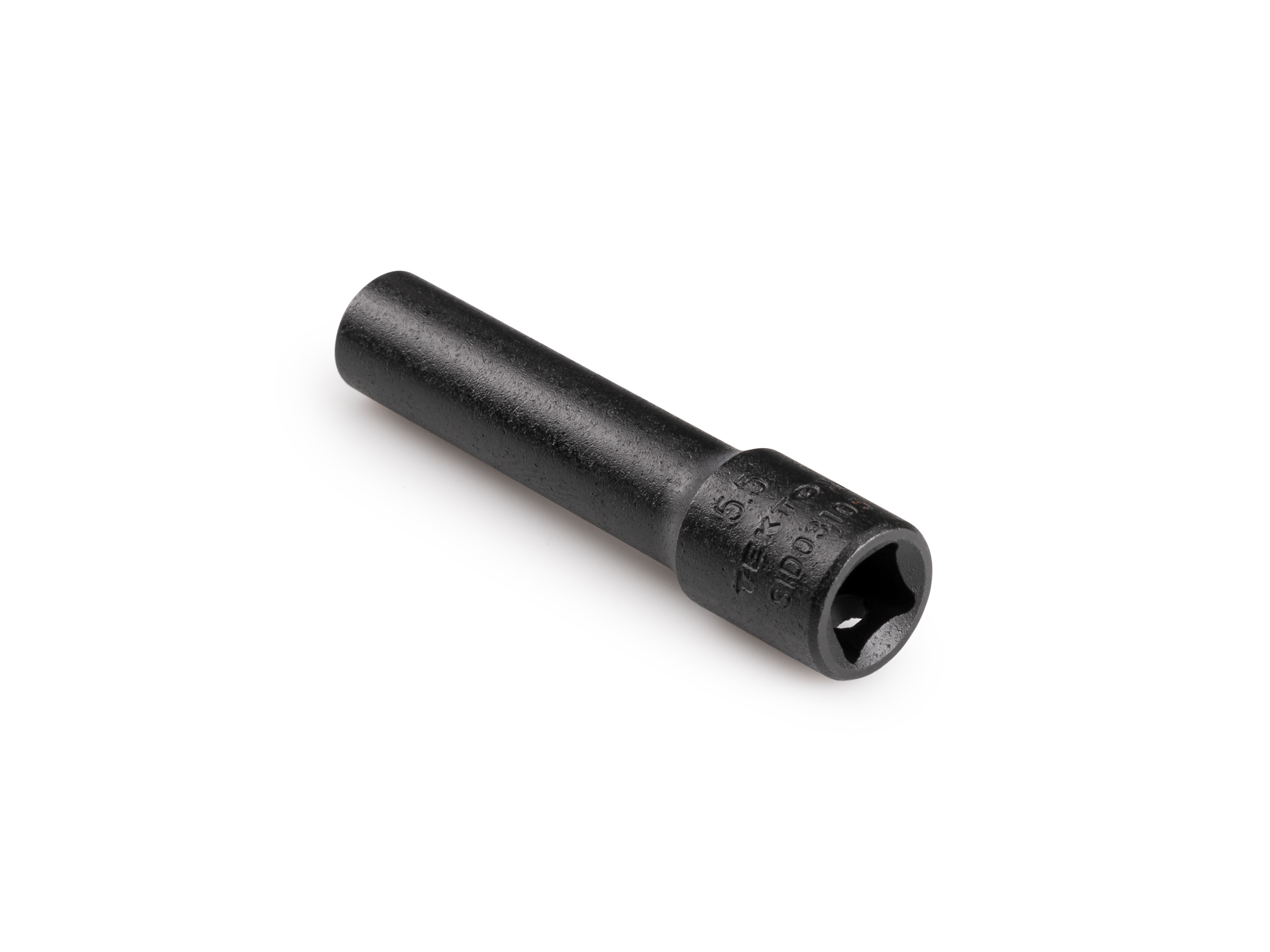 Size: 5.5 mm (metric) deep 6-point impact socket. Has a high-visibility laser etched size marking and a permanent stamped size marking. SID03105.