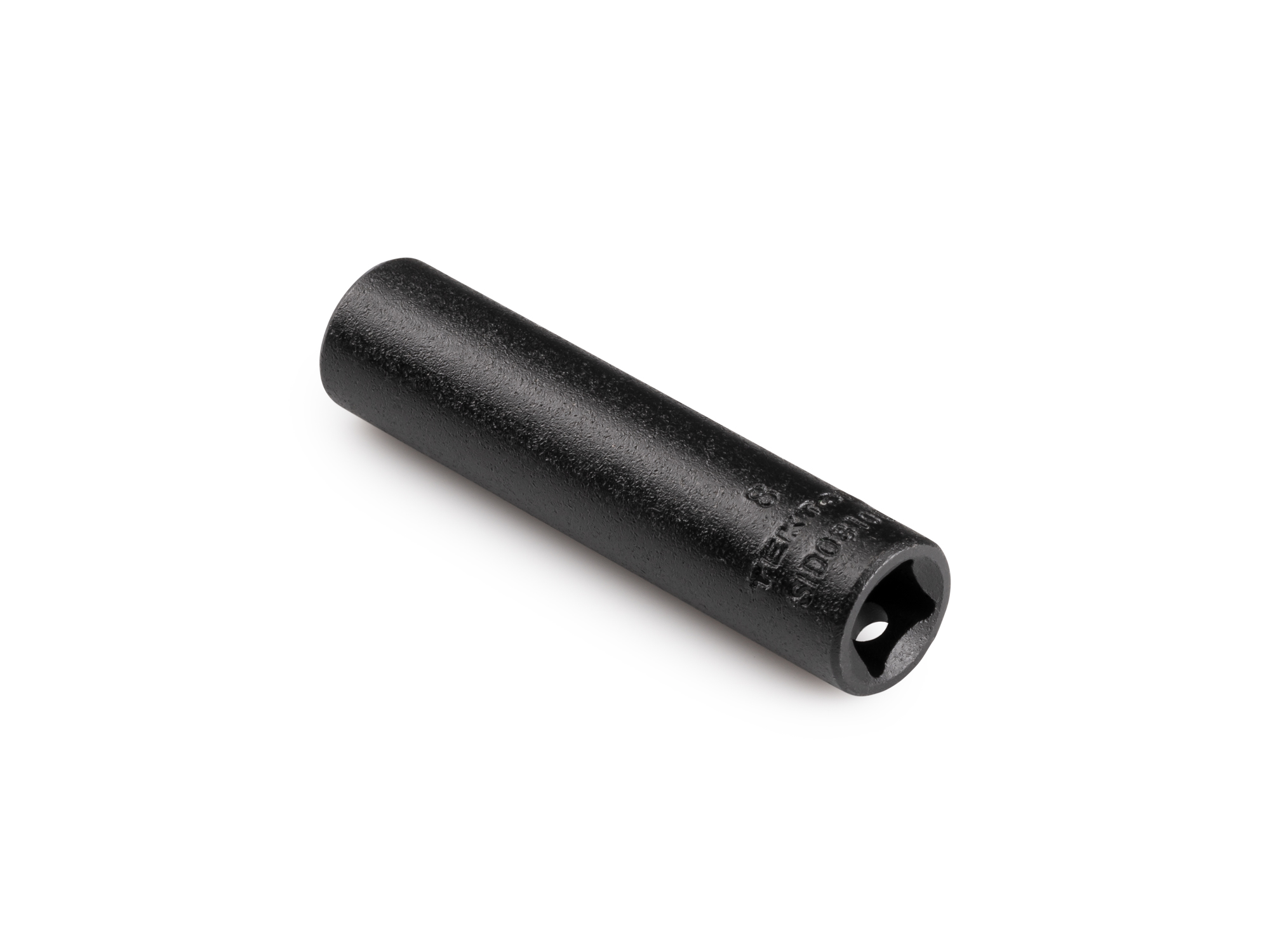 Size: 8 mm (metric) deep 6-point impact socket. Has a high-visibility laser etched size marking and a permanent stamped size marking. SID03108.