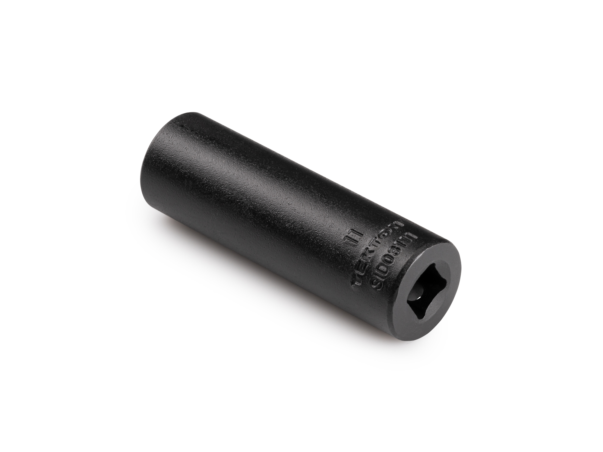 Size: 11 mm (metric) deep 6-point impact socket. Has a high-visibility laser etched size marking and a permanent stamped size marking. SID03111.