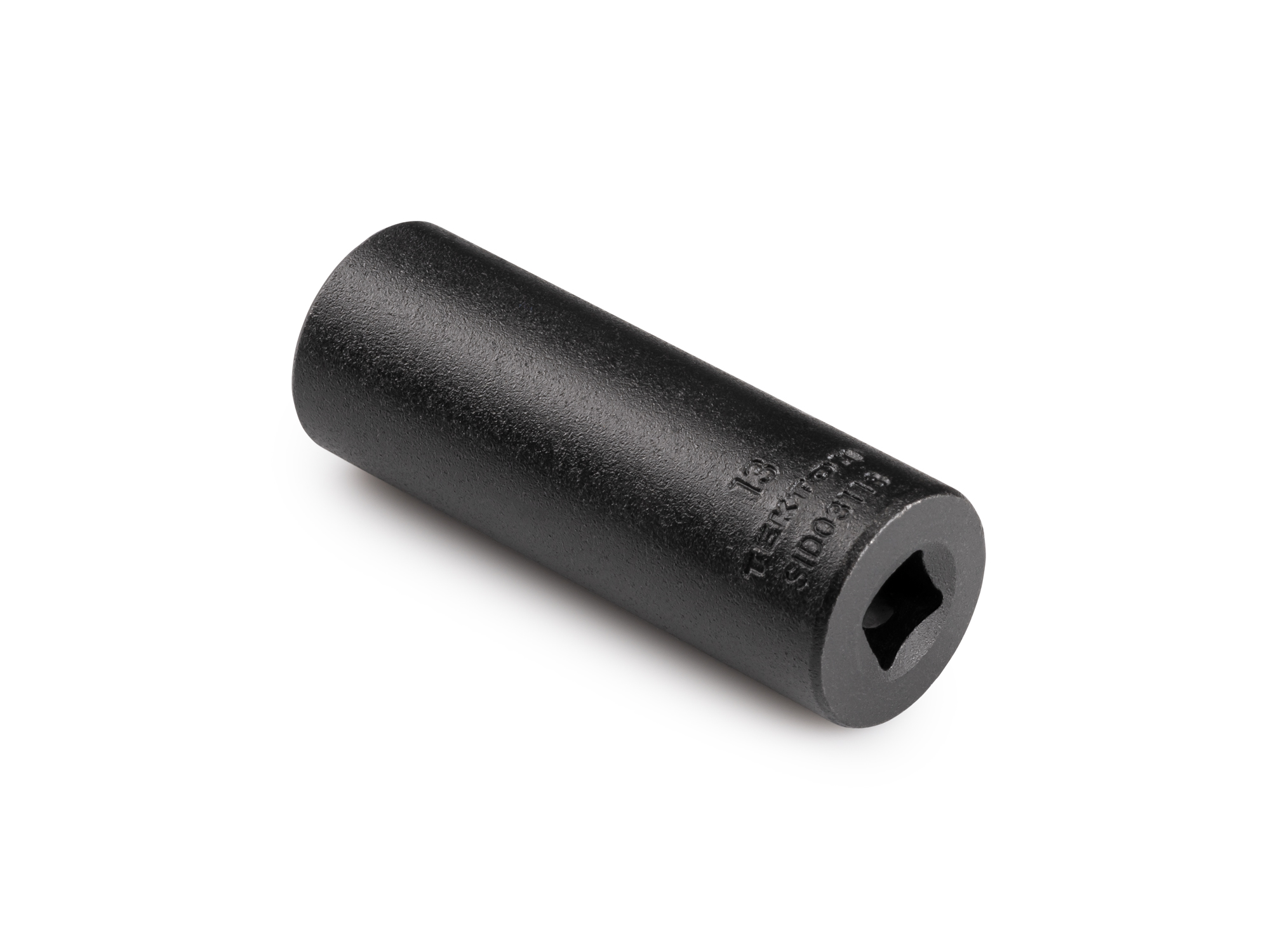 Size: 13 mm (metric) deep 6-point impact socket. Has a high-visibility laser etched size marking and a permanent stamped size marking. SID03113.