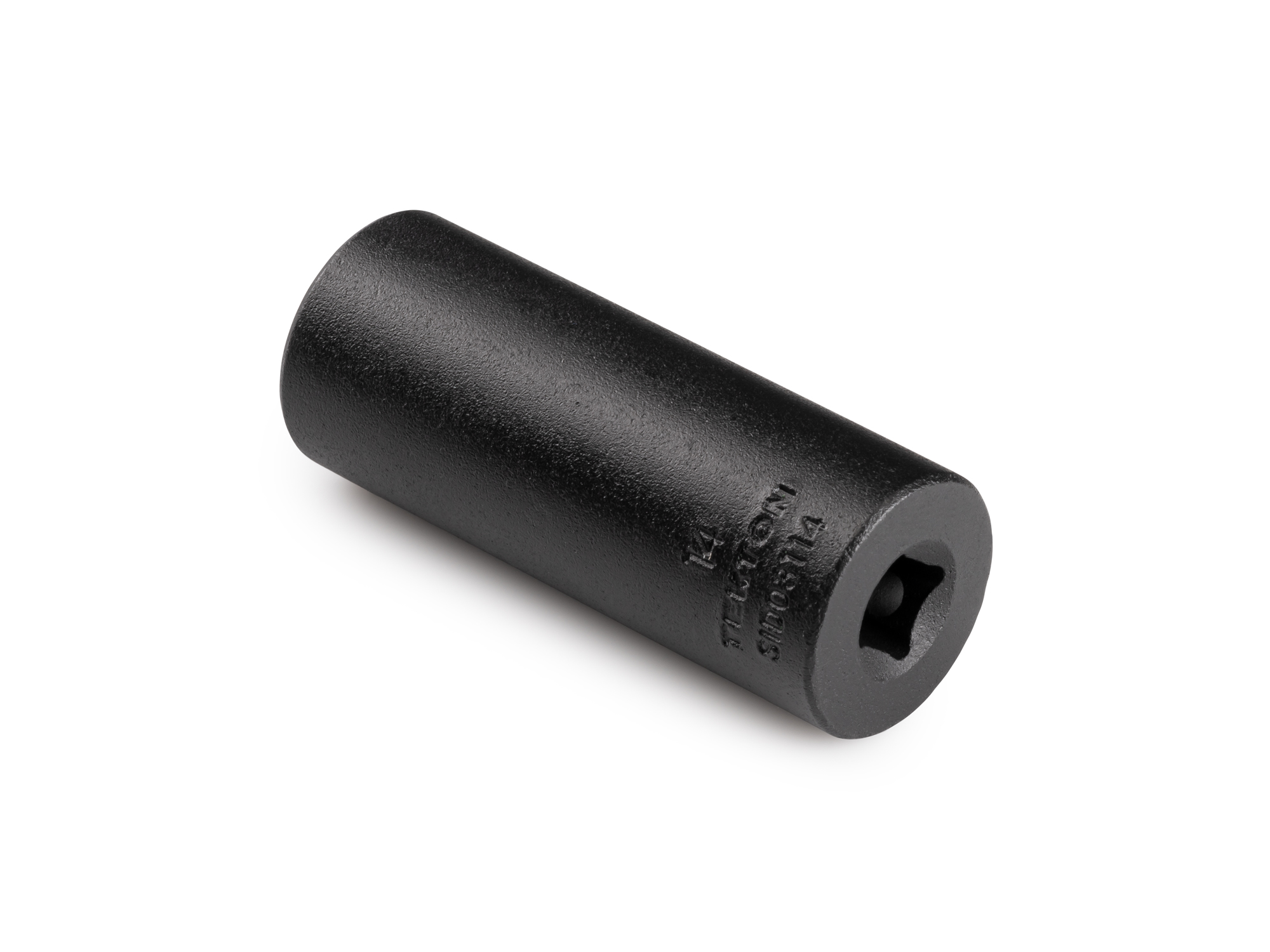 Size: 14 mm (metric) deep 6-point impact socket. Has a high-visibility laser etched size marking and a permanent stamped size marking. SID03114.