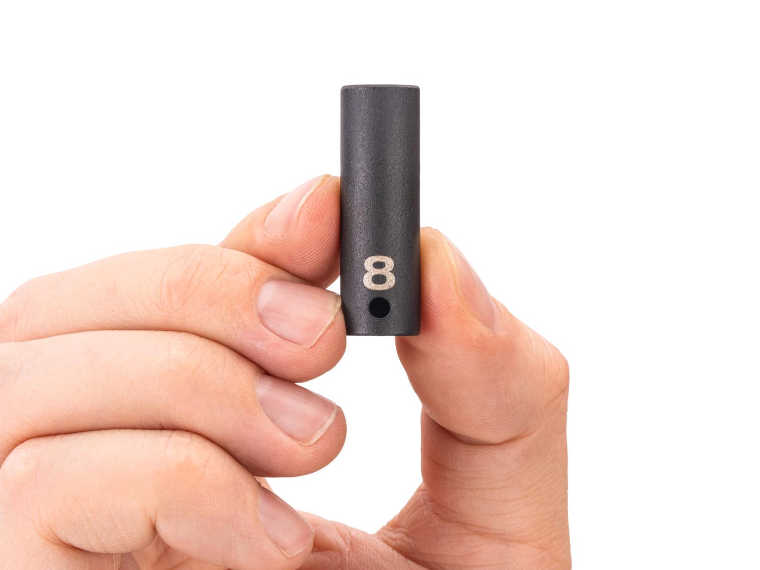 Person holding Tekton impact drive 6-point socket. Item #SID04108