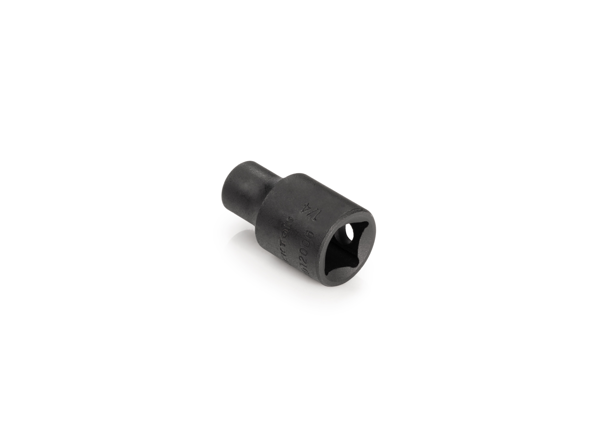 Size: 1/4 inch (SAE) 6-point standard/shallow impact socket. Has a high-visibility laser etched size marking and a permanent stamped size marking. SID12006.