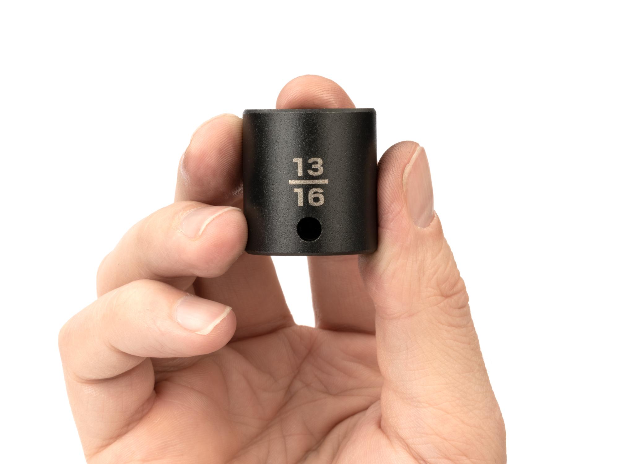 Person holding Tekton impact drive 6-point socket. Item #SID12021