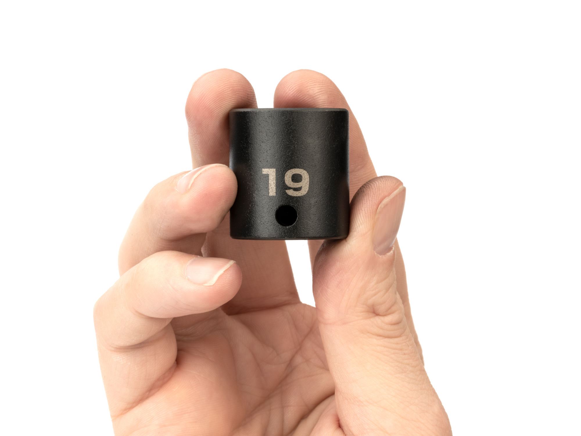 Size: 19 mm (Metric) 6-point standard/shallow impact socket. Has a high-visibility laser etched size marking and a permanent stamped size marking. SID12119.