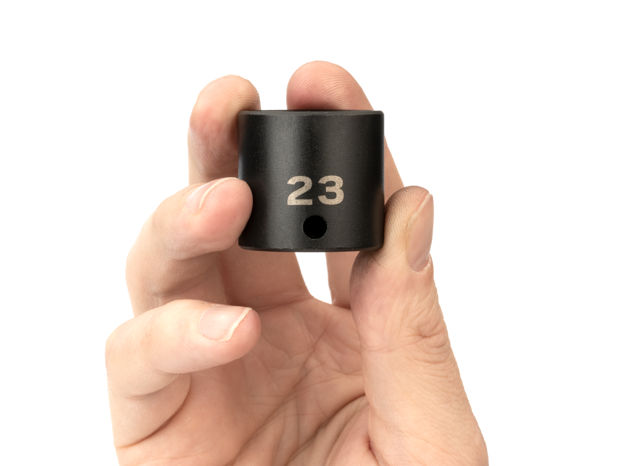 Size: 23 mm (Metric) 6-point standard/shallow impact socket. Has a high-visibility laser etched size marking and a permanent stamped size marking. SID12123.