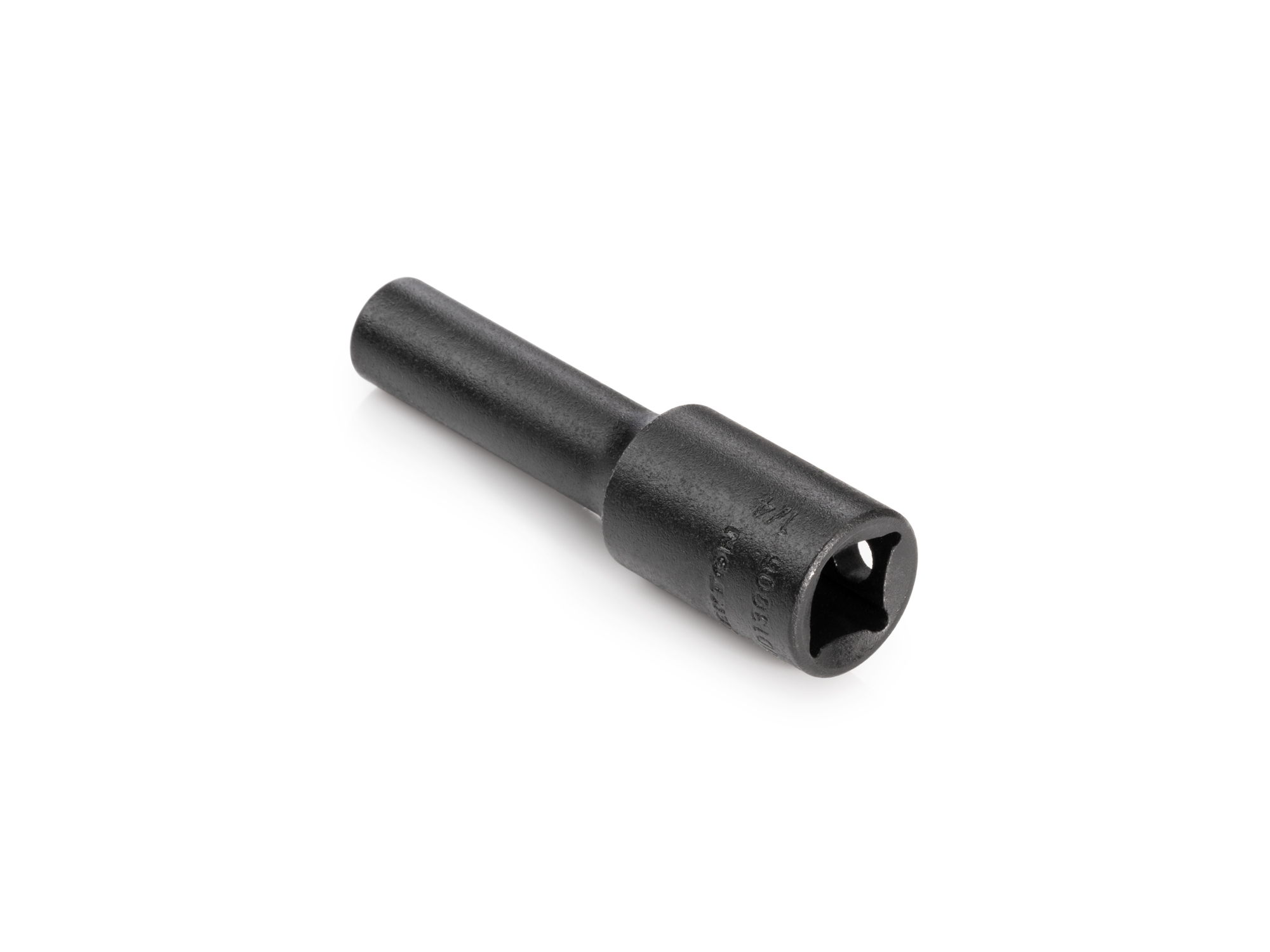 Size: 1/4 inch (SAE) 6-point deep impact socket. Has both a high-visibility laser etched size marking and a permanent stamped size marking. SID13006.