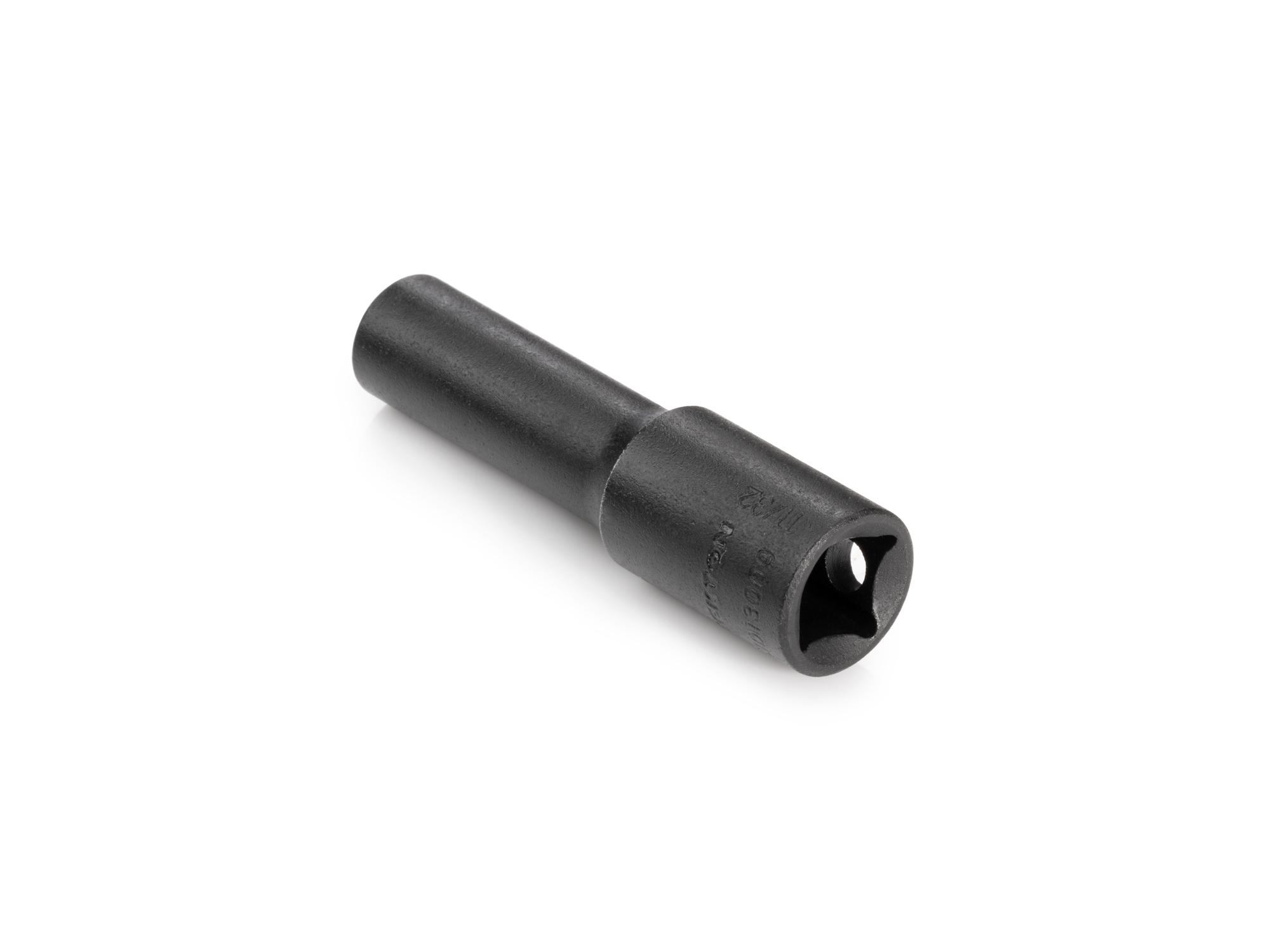 Size: 11/32 inch (SAE) 6-point deep impact socket. Has both a high-visibility laser etched size marking and a permanent stamped size marking. SID13009.