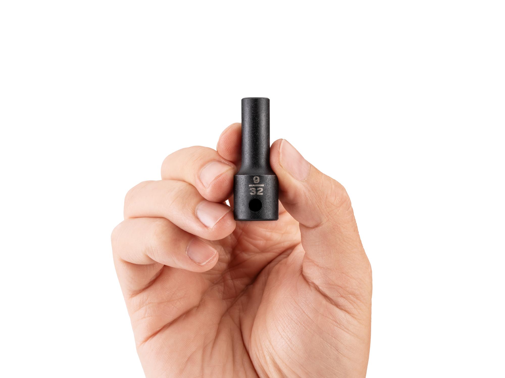 Person holding Tekton impact drive 6-point socket. Item #SID14007
