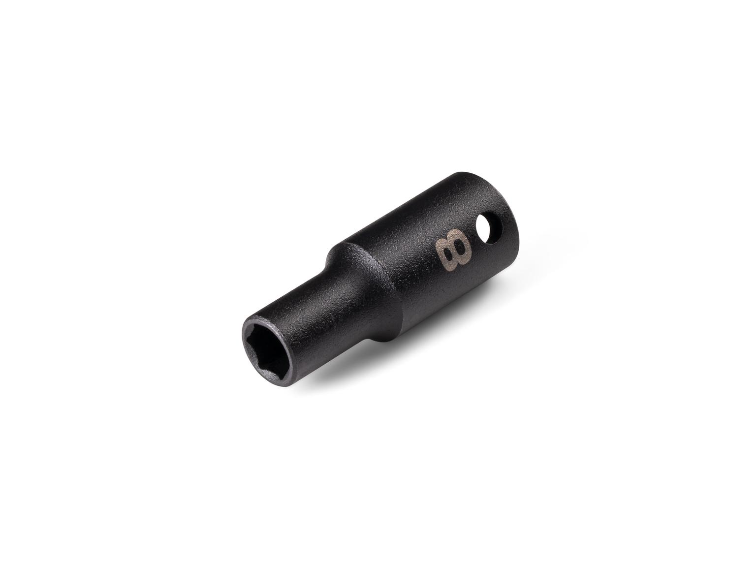 Front-right angle view of Tekton 8 millimeter impact drive 6-point socket. Item #SID14108