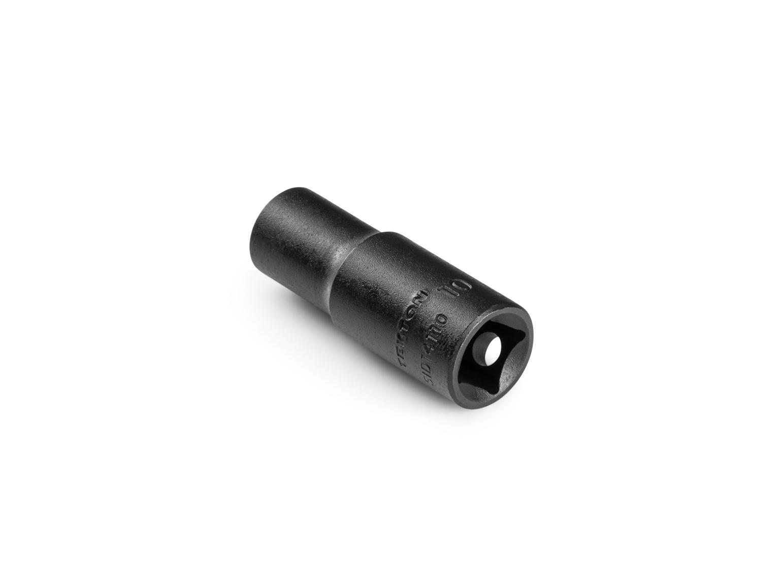 Back angle view of Tekton 10 millimeter impact drive 6-point socket. Item #SID14110