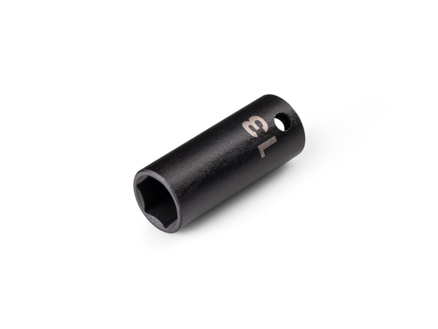 Front-right angle view of Tekton 13 millimeter impact drive 6-point socket. Item #SID14113