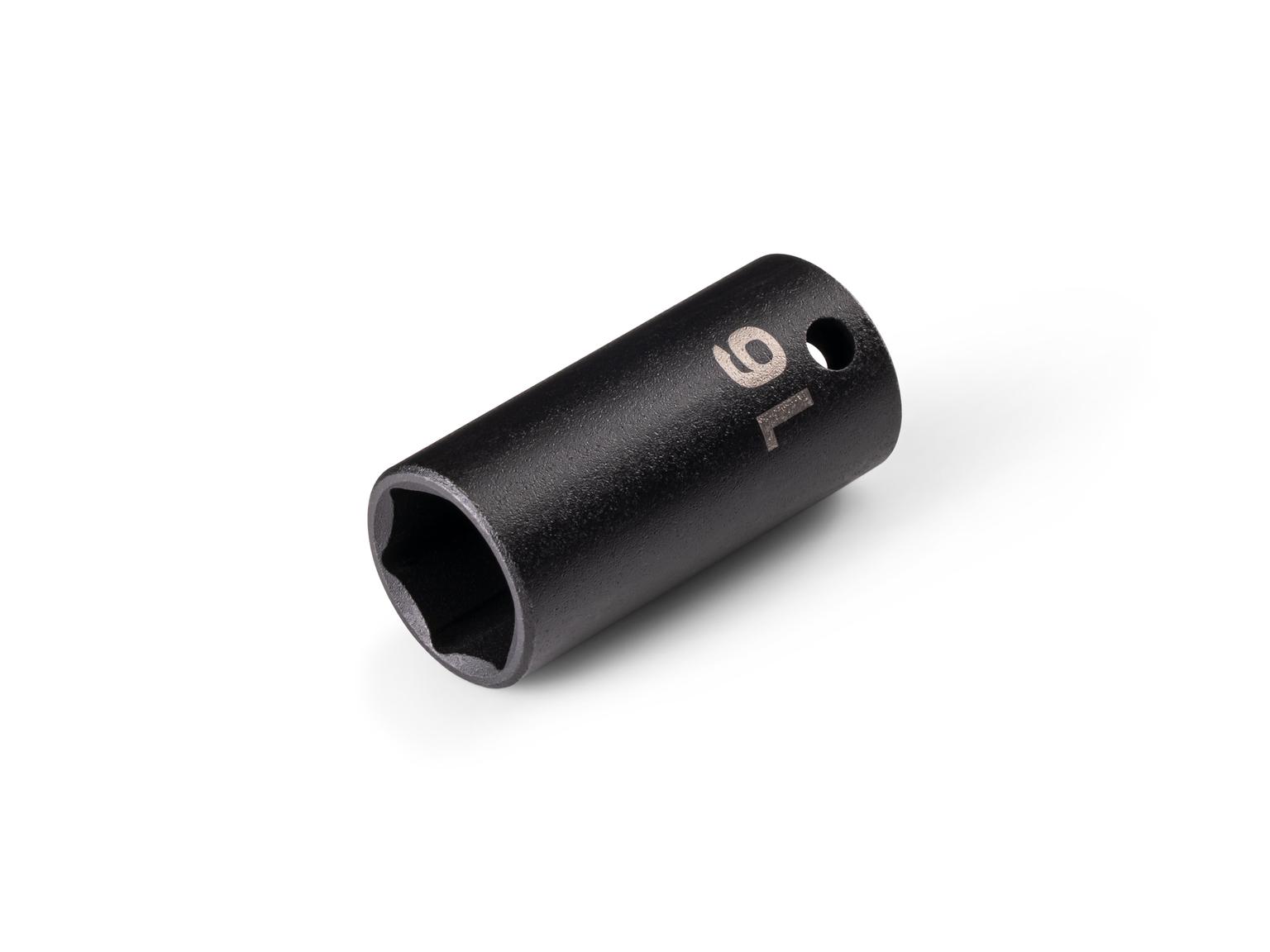 Front-right angle view of Tekton 16 millimeter impact drive 6-point socket. Item #SID14116