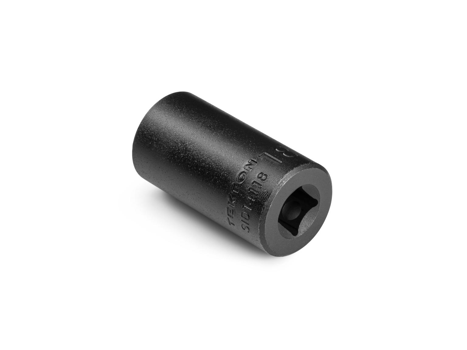 Back angle view of Tekton 18 millimeter impact drive 6-point socket. Item #SID14118