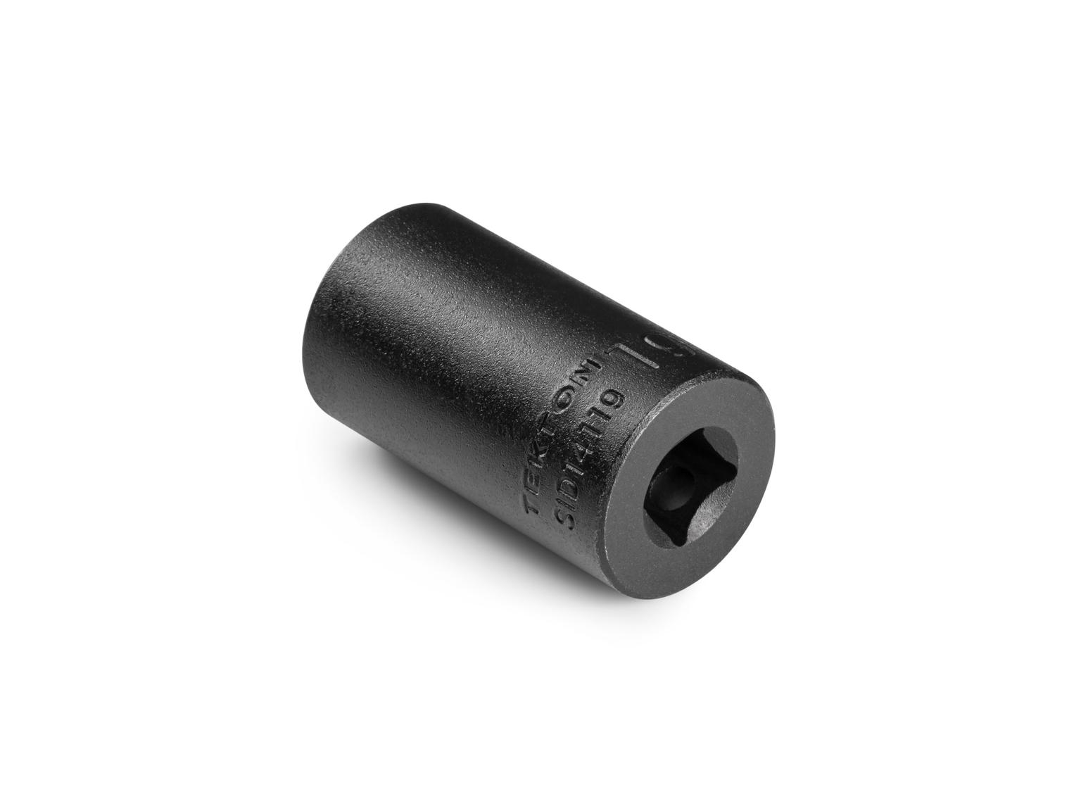 Back angle view of Tekton 19 millimeter impact drive 6-point socket. Item #SID14119