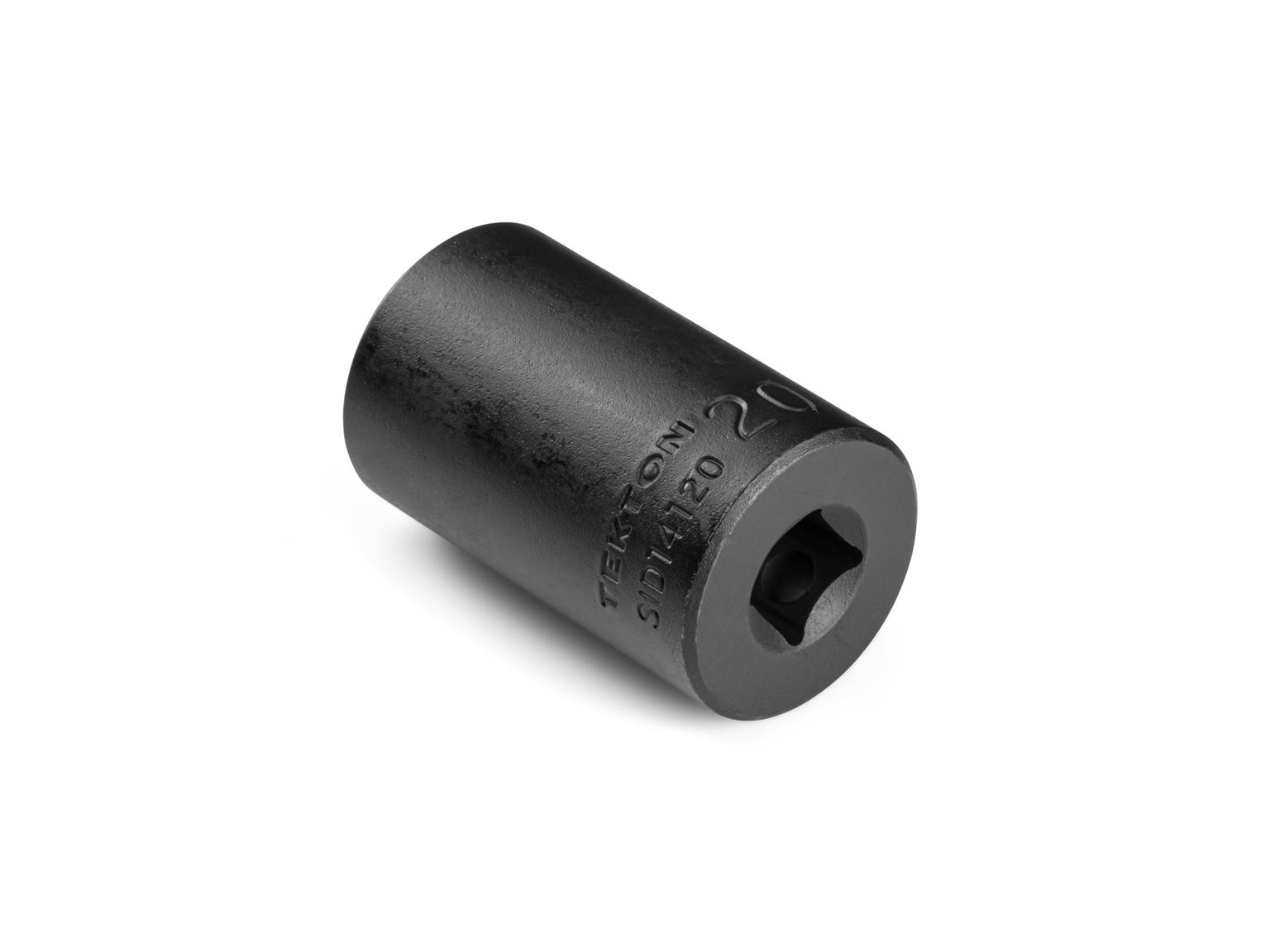 Back angle view of Tekton 20 millimeter impact drive 6-point socket. Item #SID14120