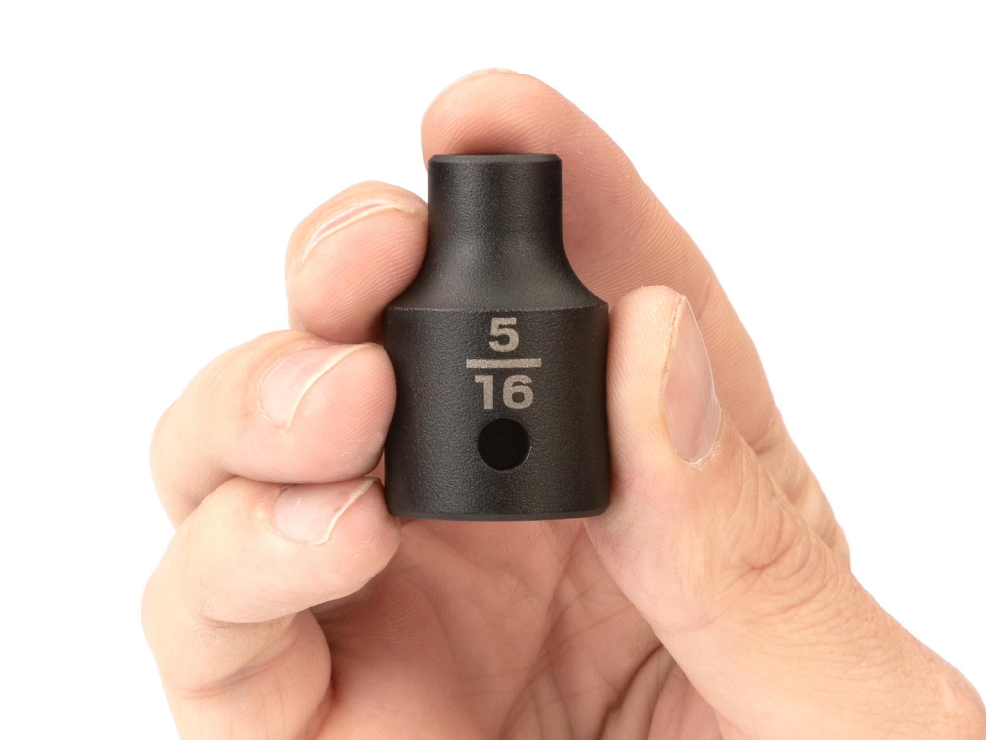 Person holding Tekton impact drive 6-point socket. Item #SID22008