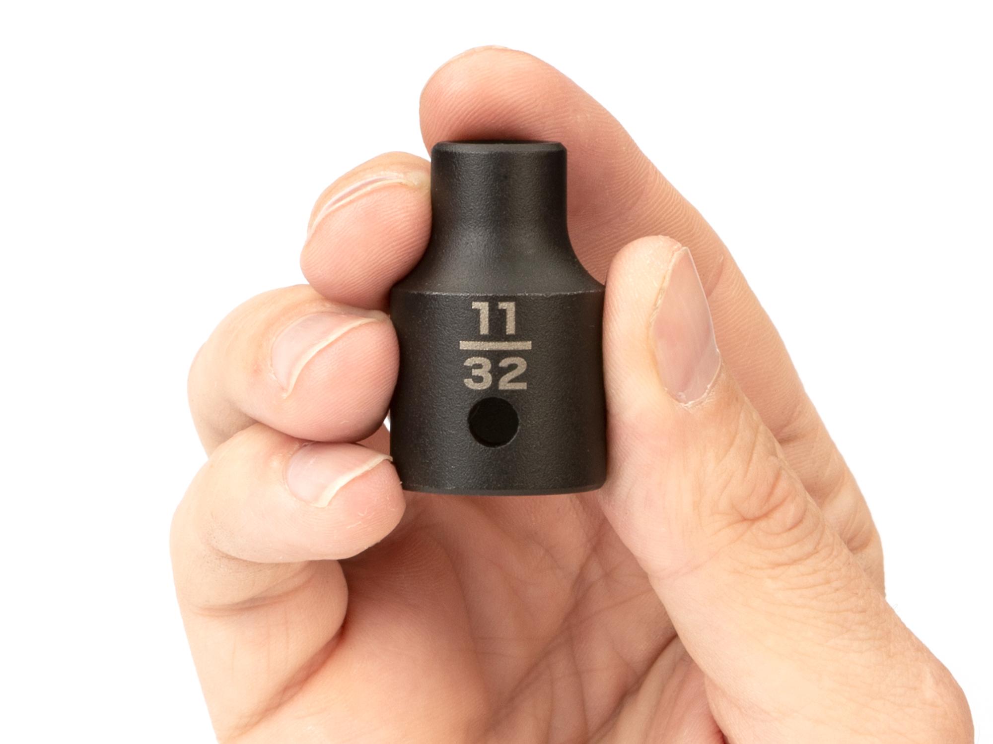 Person holding Tekton impact drive 6-point socket. Item #SID22009