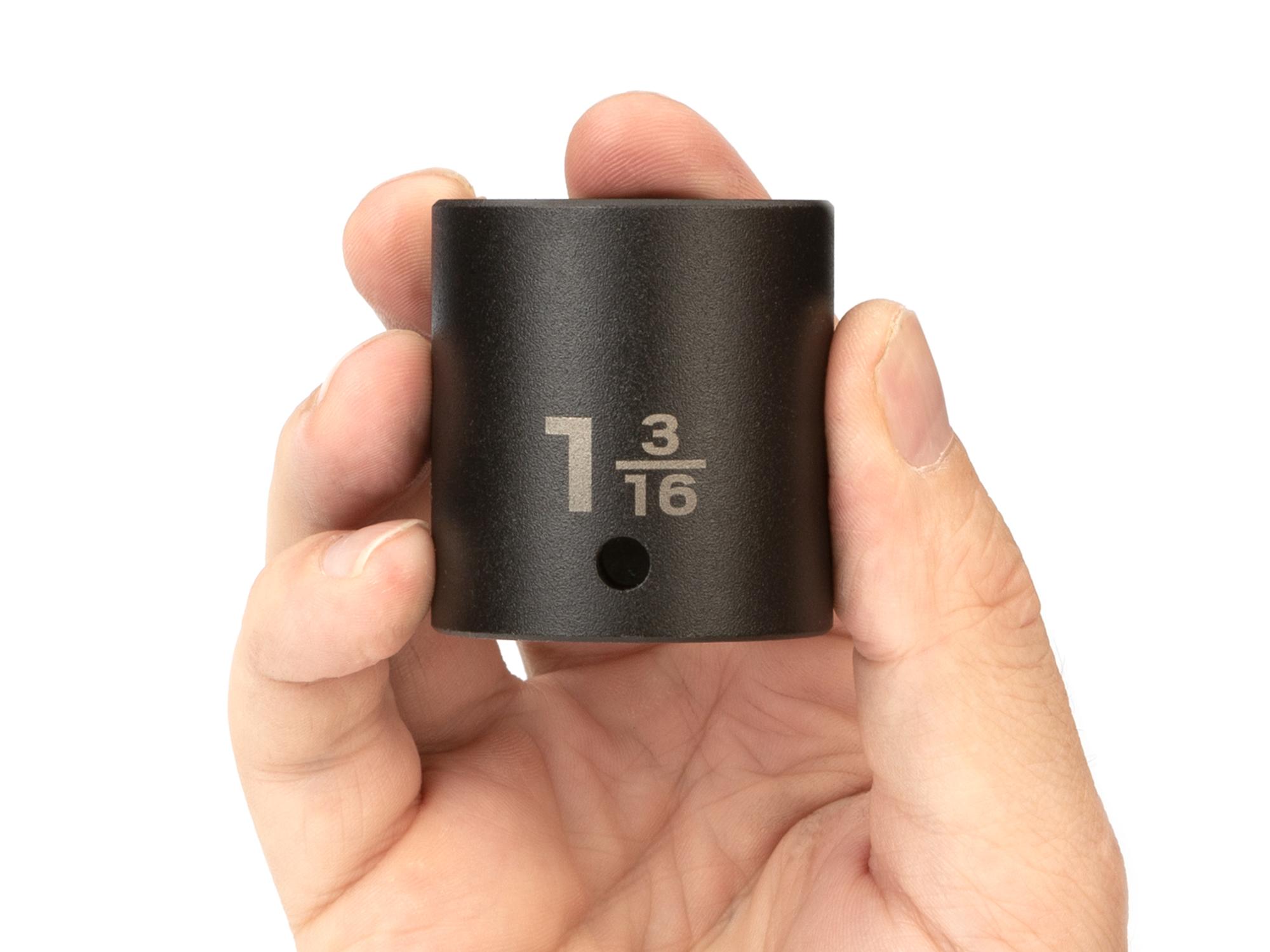 Person holding Tekton impact drive 6-point socket. Item #SID22030