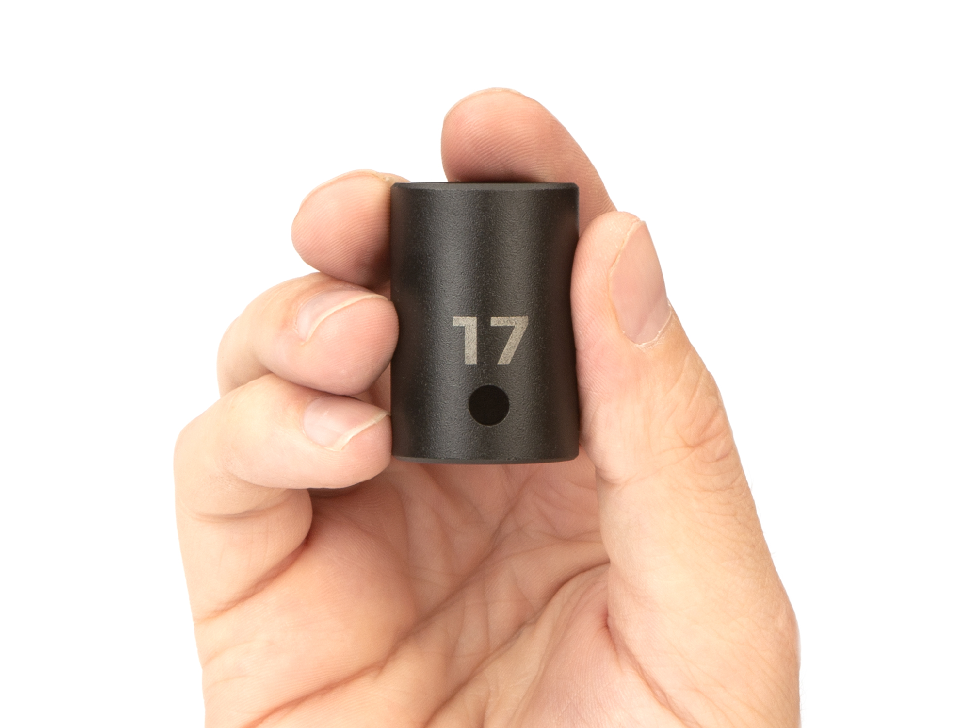 Size: 17 mm (Metric) 6-point standard/shallow impact socket. Has a high-visibility laser etched size marking and a permanent stamped size marking. SID22117.