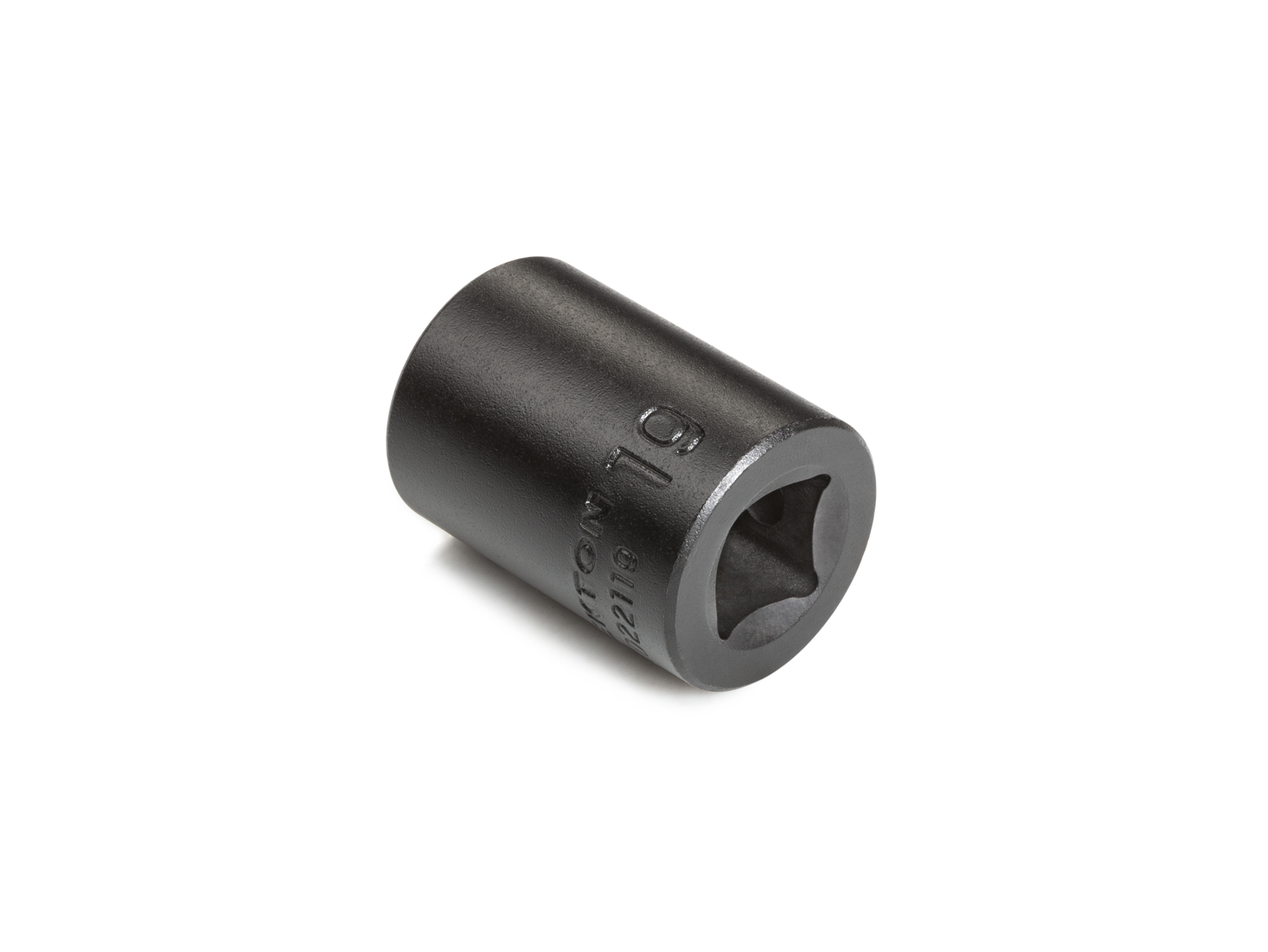 Size: 19 mm (Metric) 6-point standard/shallow impact socket. Has a high-visibility laser etched size marking and a permanent stamped size marking. SID22119.