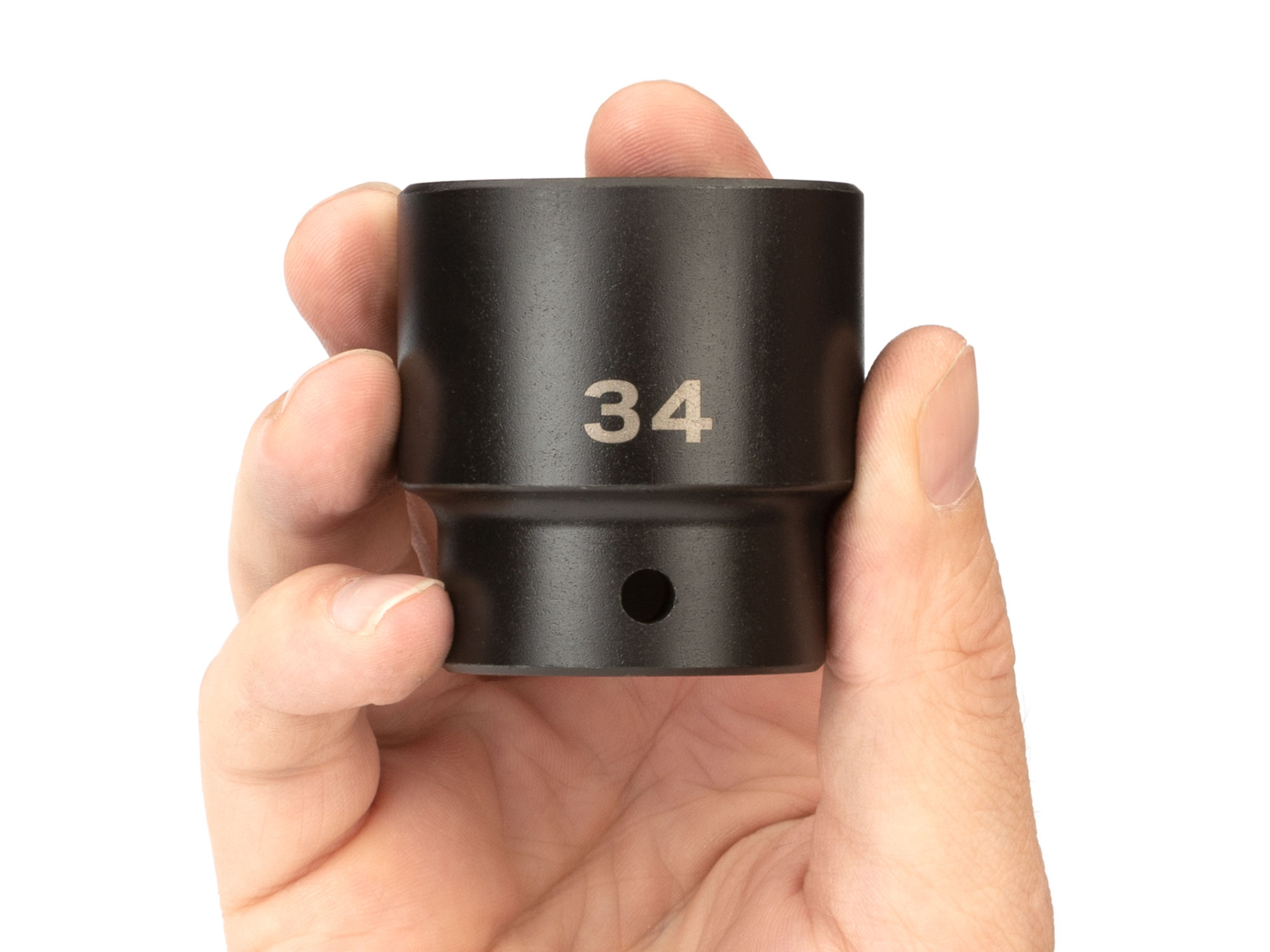 Size: 34 mm (Metric) 6-point standard/shallow impact socket. Has a high-visibility laser etched size marking and a permanent stamped size marking. SID22134.