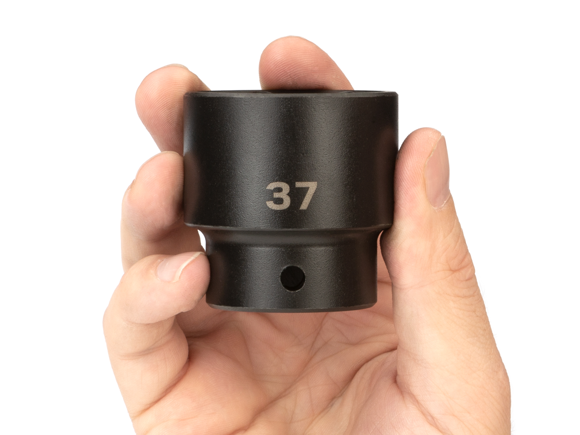 Size: 37 mm (Metric) 6-point standard/shallow impact socket. Has a high-visibility laser etched size marking and a permanent stamped size marking. SID22137.