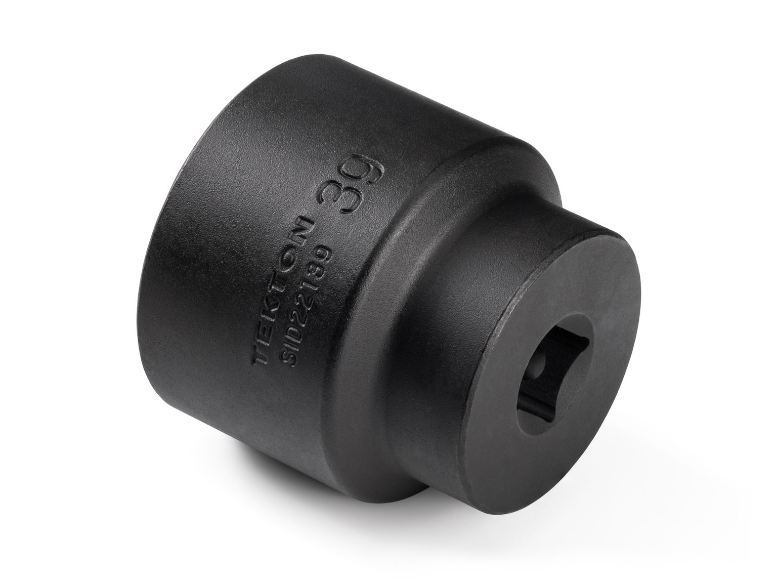Back angle view of Tekton 39 millimeter impact drive 6-point socket. Item #SID22139