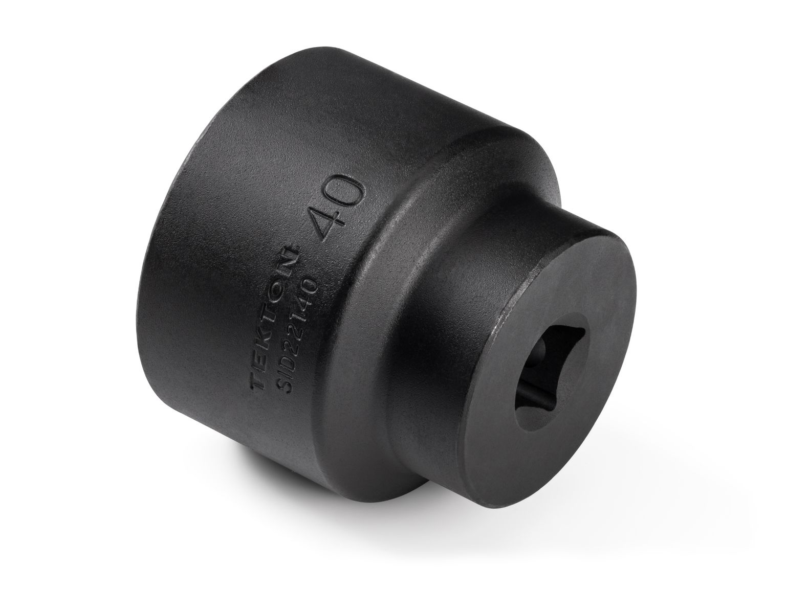 Back angle view of Tekton 40 millimeter impact drive 6-point socket. Item #SID22140