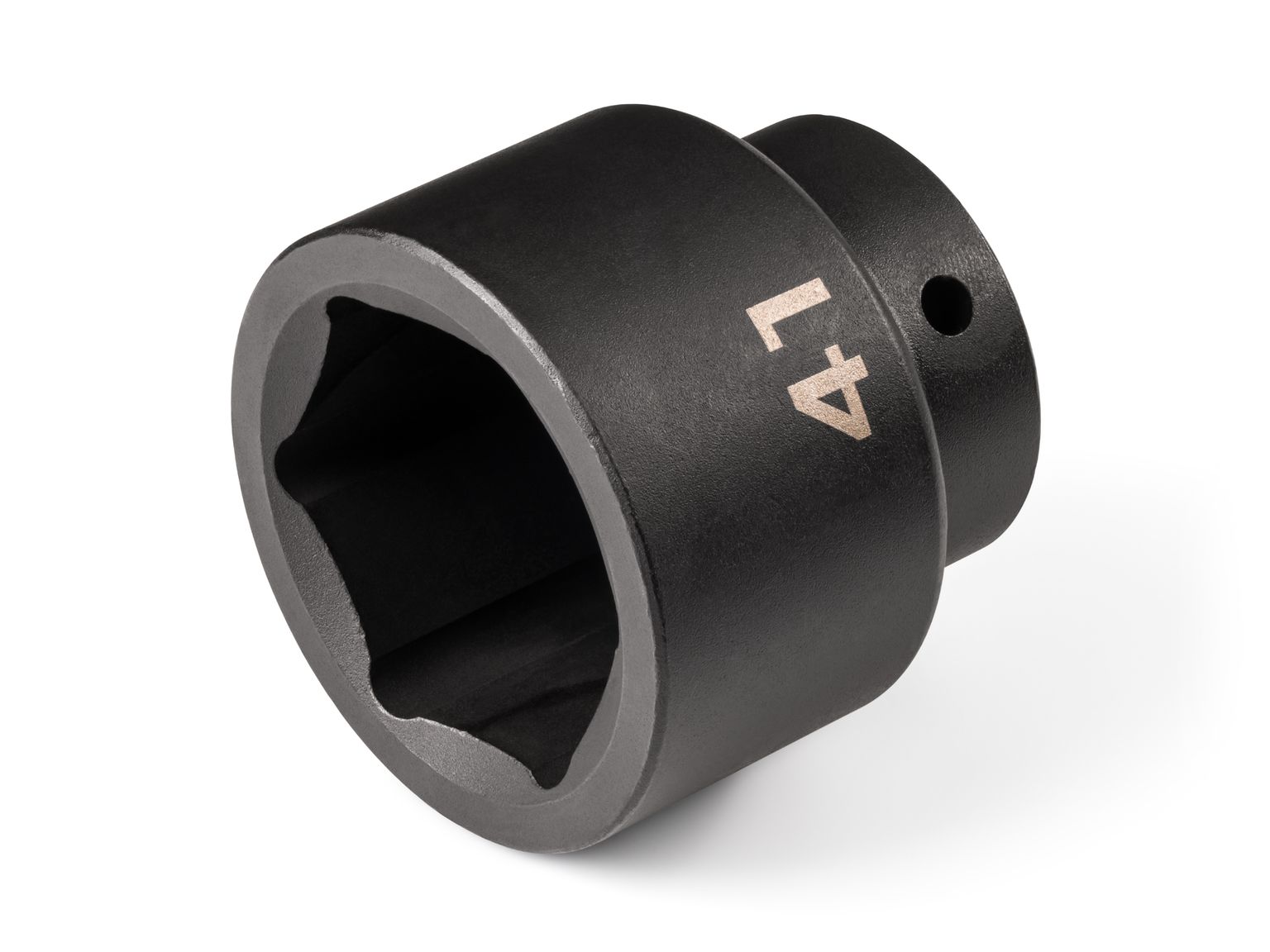 Front-right angle view of Tekton 41 millimeter impact drive 6-point socket. Item #SID22141