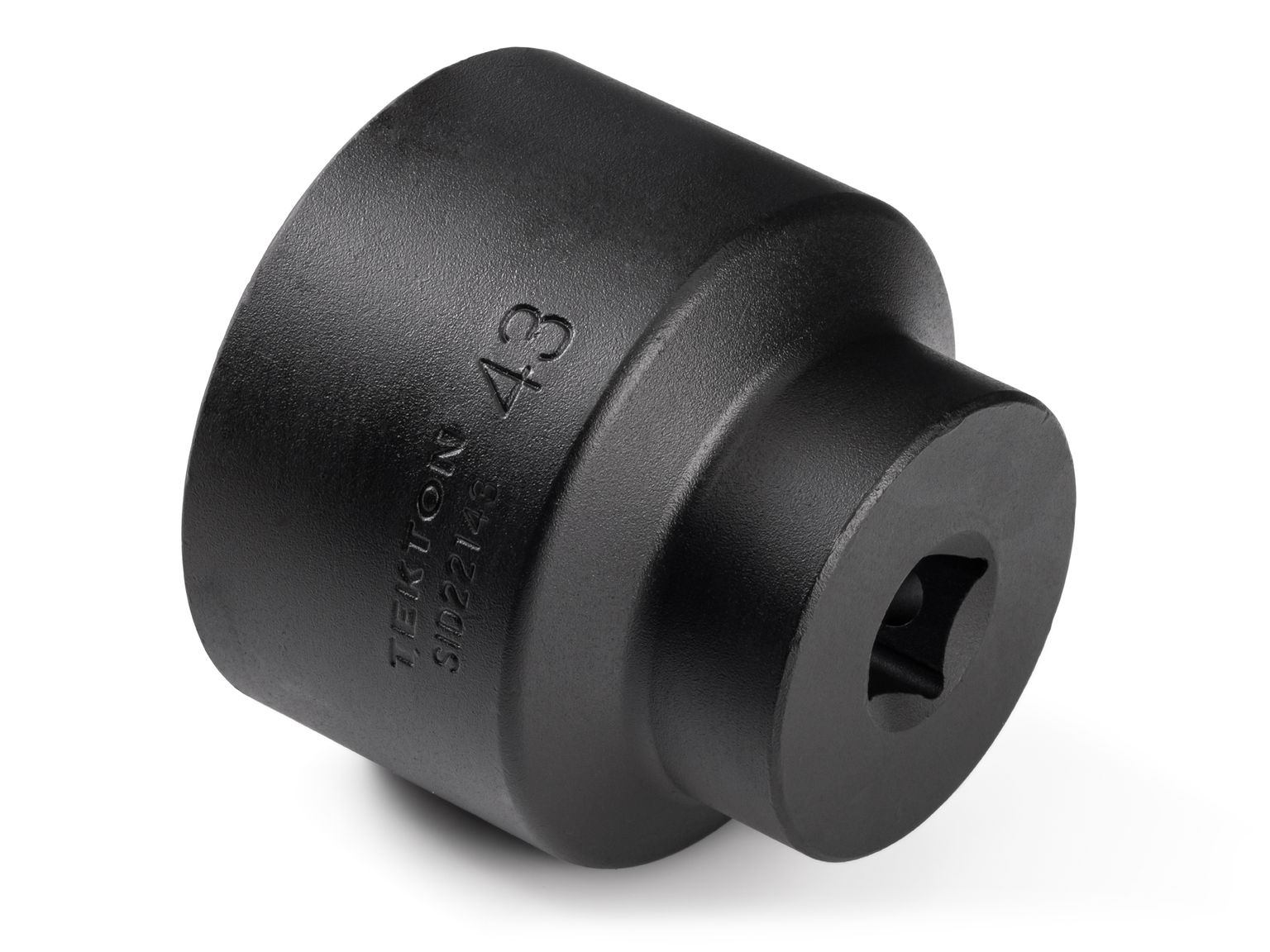 Back angle view of Tekton 43 millimeter impact drive 6-point socket. Item #SID22143