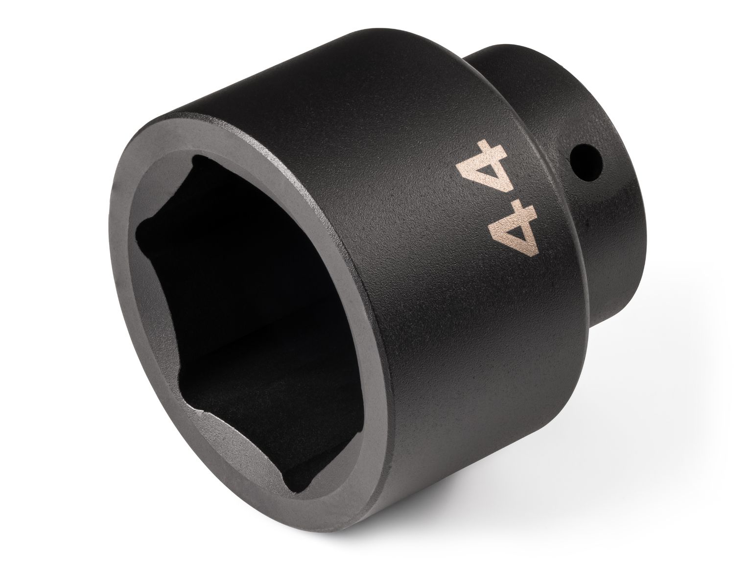 Front-right angle view of Tekton 44 millimeter impact drive 6-point socket. Item #SID22144