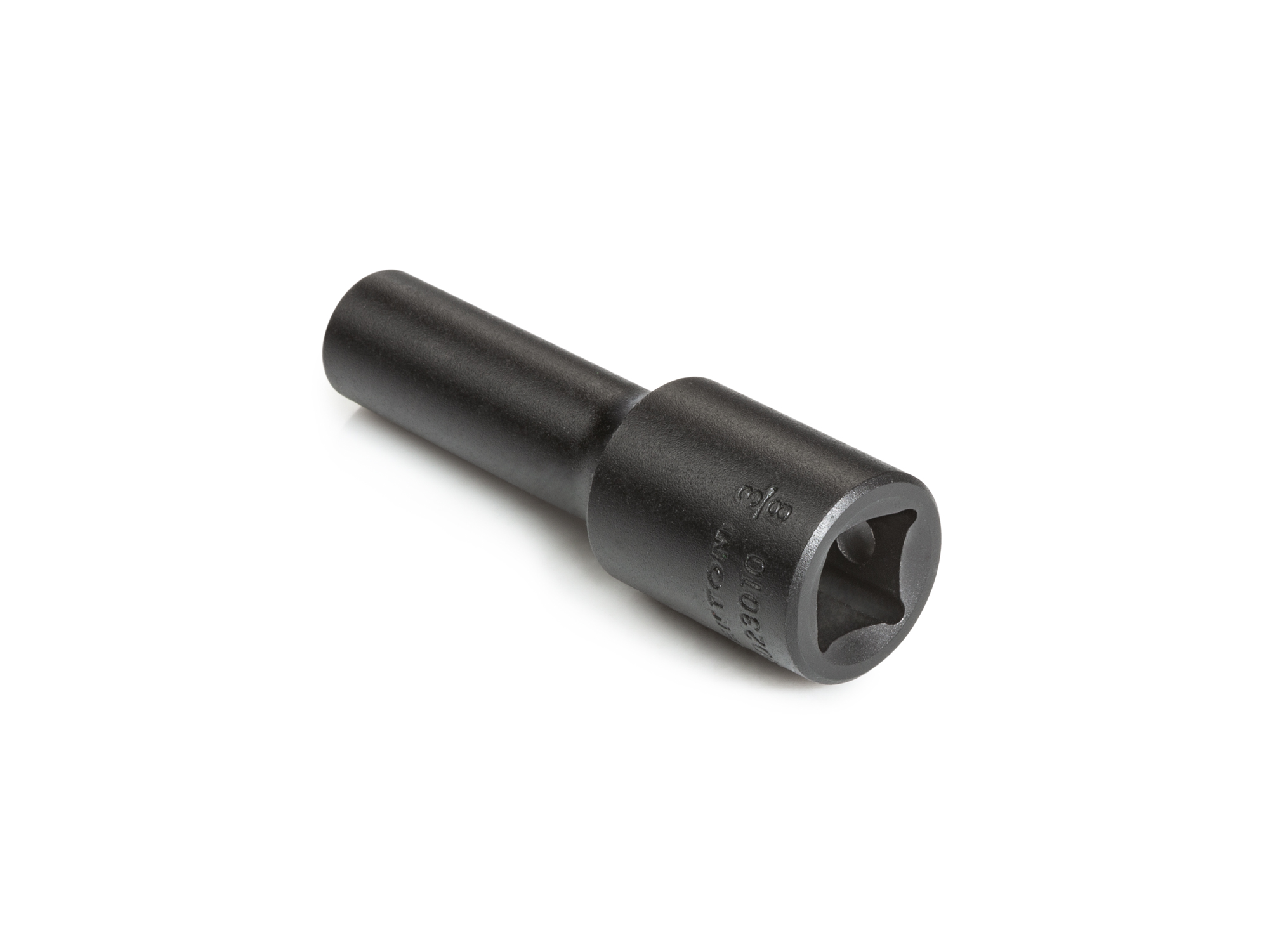 Size: 3/8 inch (SAE) 6-point deep individual impact socket. Has a high-visibility laser etched size marking and a permanent stamped size marking. SID23010.