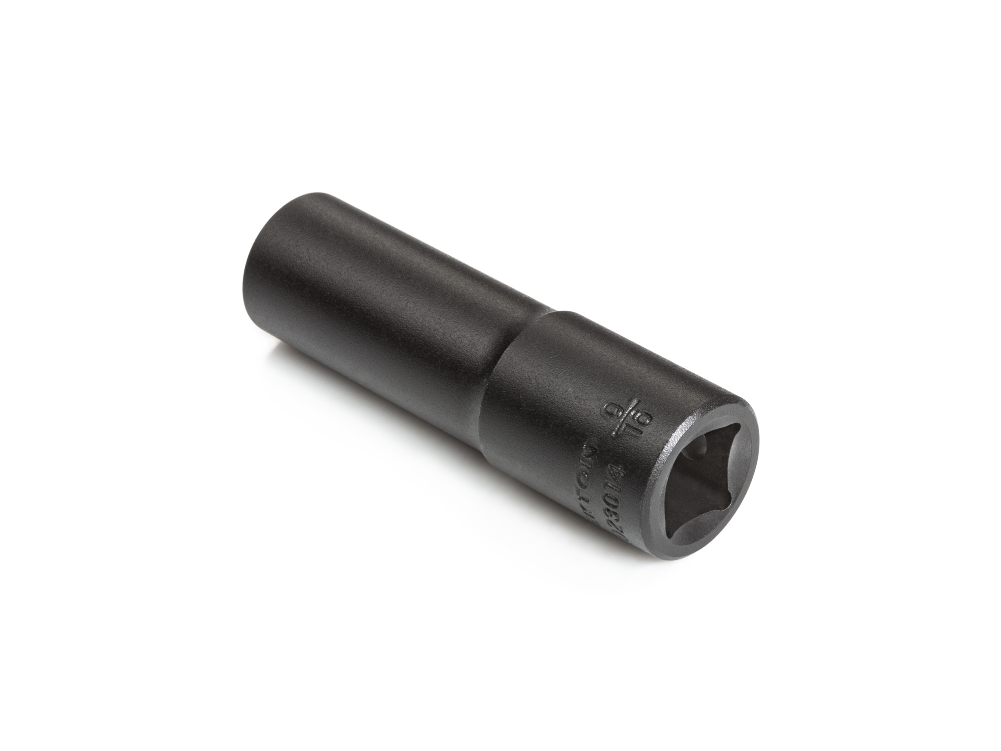 Size: 9/16 inch (SAE) 6-point deep individual impact socket. Has a high-visibility laser etched size marking and a permanent stamped size marking. SID23014.