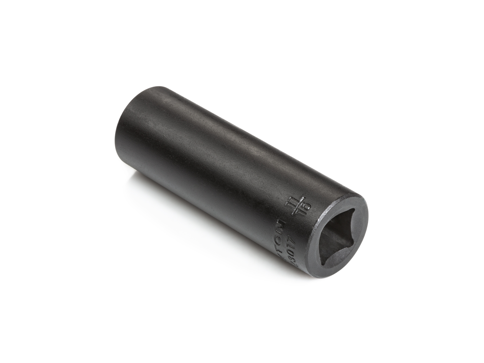 Size: 11/16 inch (SAE) 6-point deep individual impact socket. Has a high-visibility laser etched size marking and a permanent stamped size marking. SID23017.