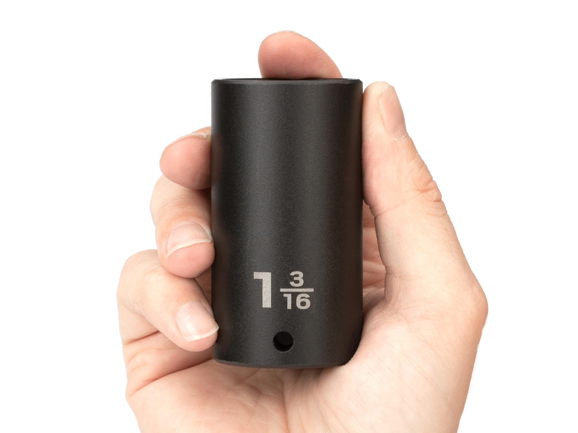 Person holding Tekton impact drive 6-point socket. Item #SID23030
