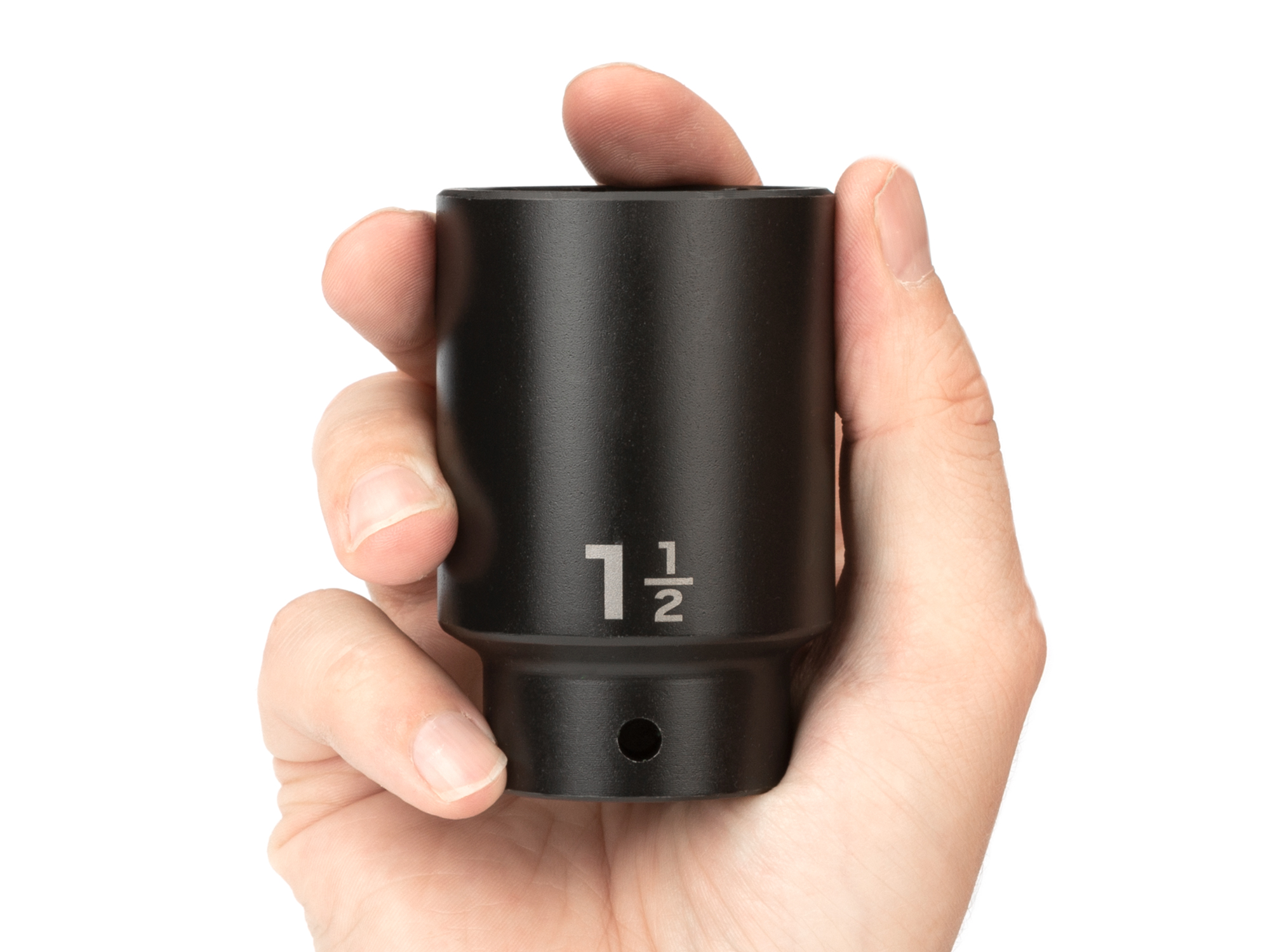 Size: 1-1/2 inch (SAE) 6-point deep individual impact socket. Has a high-visibility laser etched size marking and a permanent stamped size marking. SID23038.