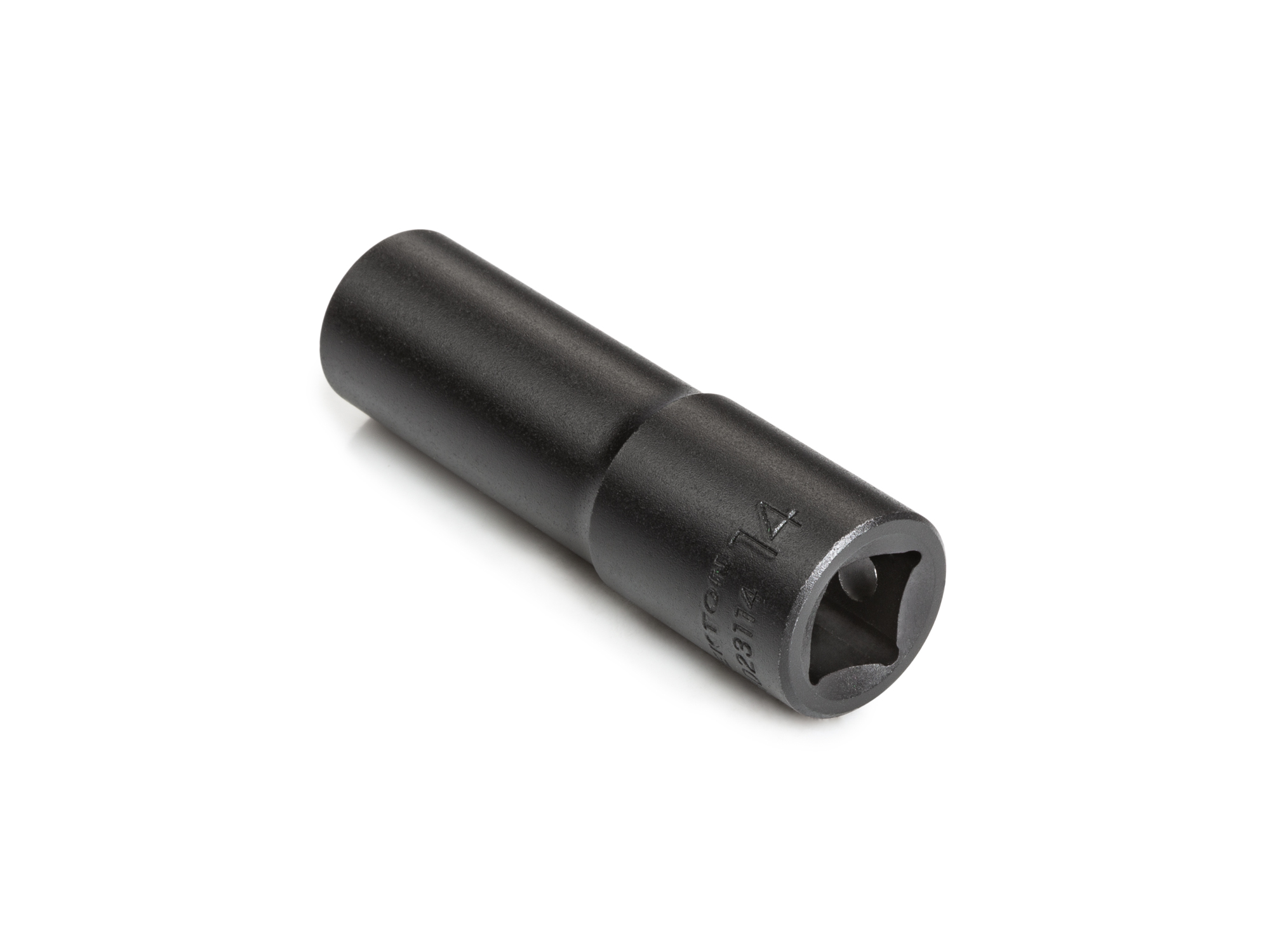 Size: 14 mm (Metric) 6-point deep individual impact socket. Has a high-visibility laser etched size marking and a permanent stamped size marking. SID23114.