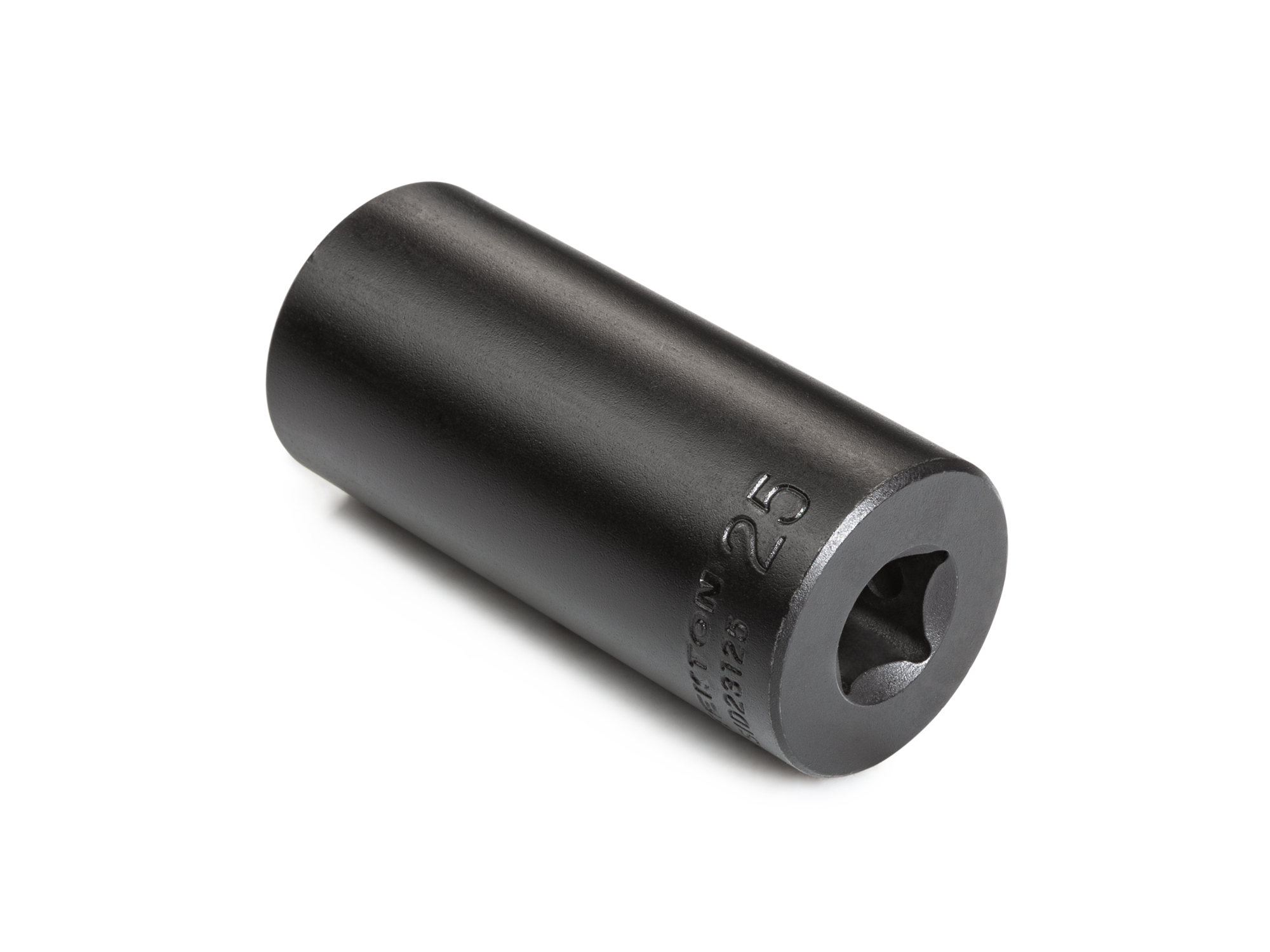 Size: 25 mm (Metric) 6-point deep individual impact socket. Has a high-visibility laser etched size marking and a permanent stamped size marking. SID23125.