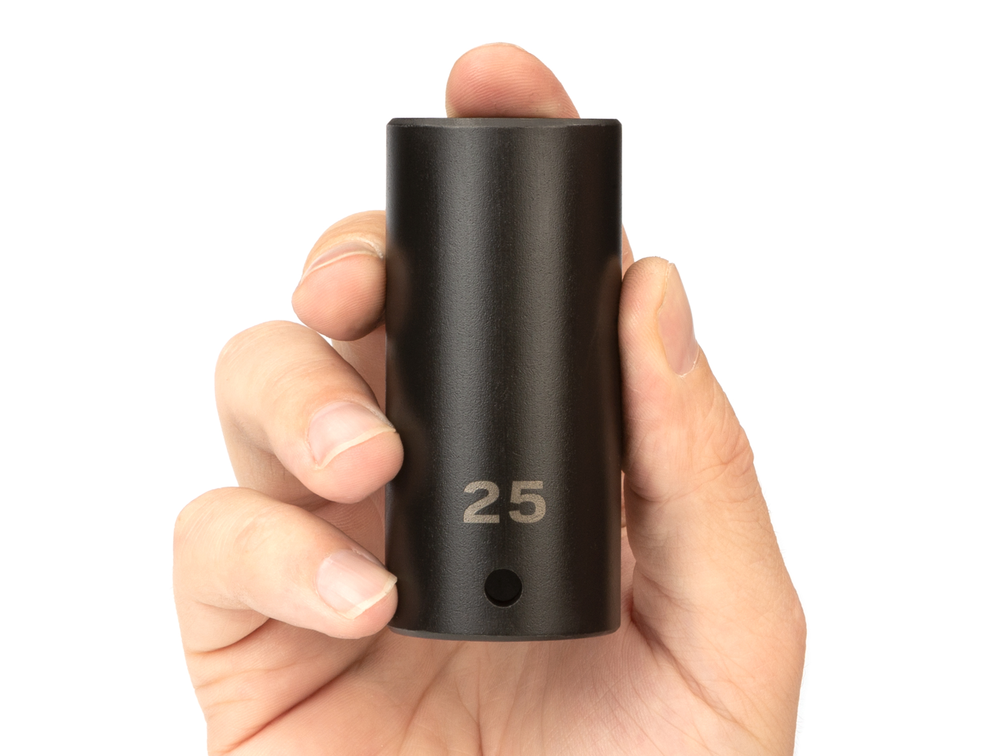 Size: 25 mm (Metric) 6-point deep individual impact socket. Has a high-visibility laser etched size marking and a permanent stamped size marking. SID23125.