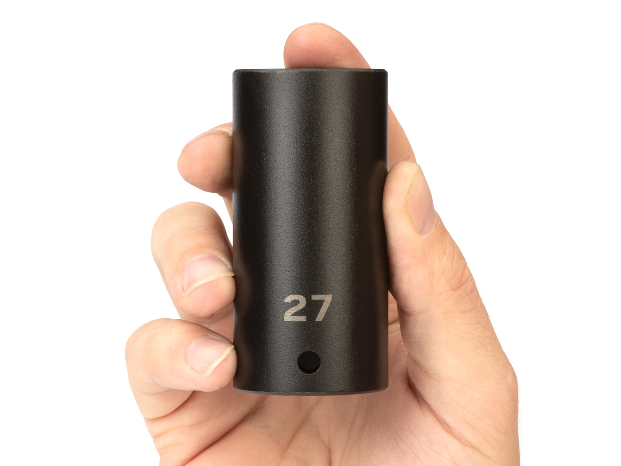 Size: 27 mm (Metric) 6-point deep individual impact socket. Has a high-visibility laser etched size marking and a permanent stamped size marking. SID23127.